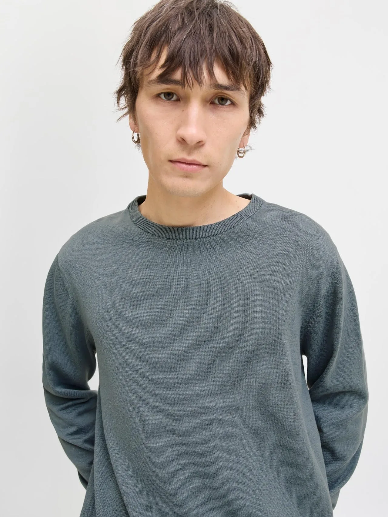 Jack & Jones Jjebasic Knit Crew Neck Noos, Stormy Weather, L - immagine 7