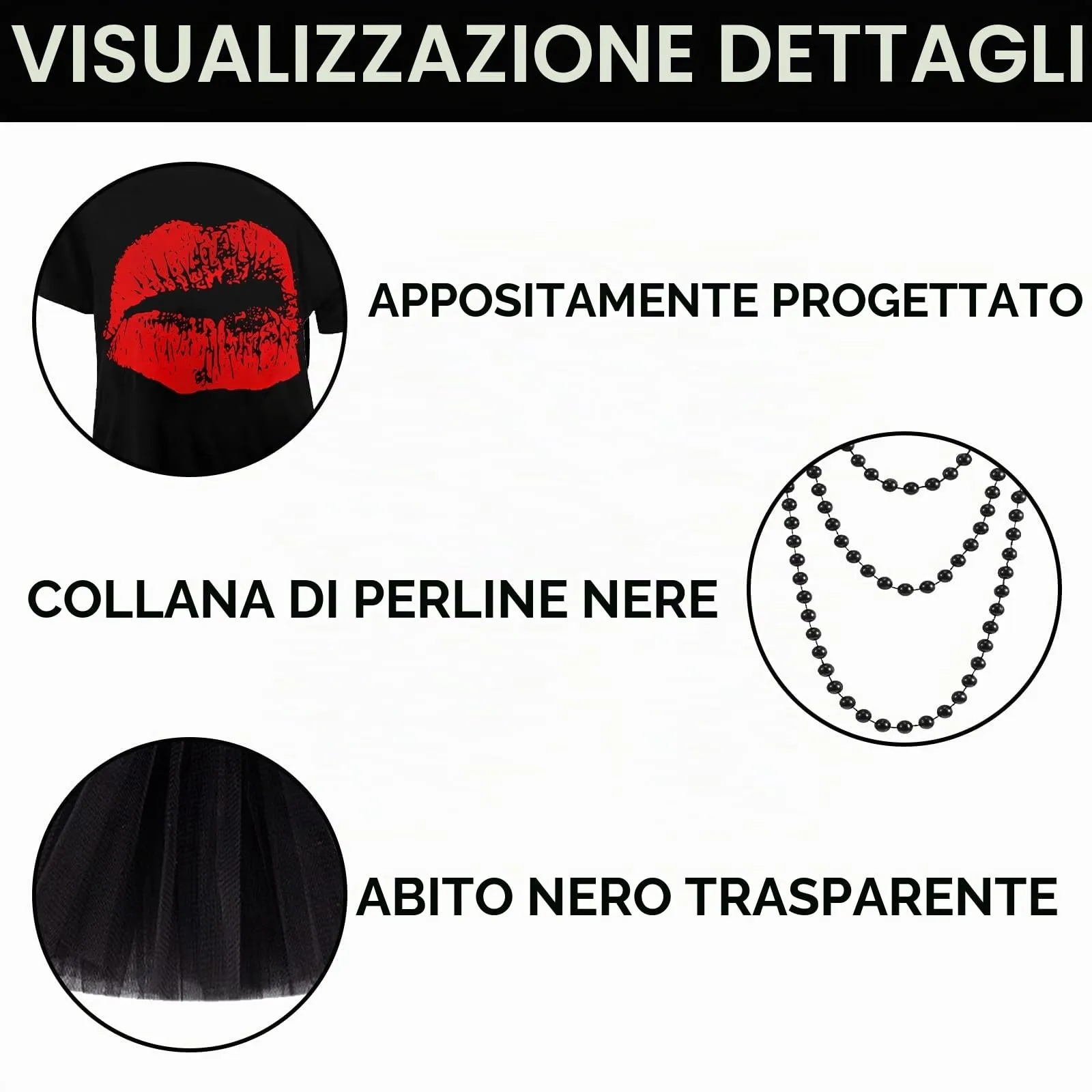 DAZZTIME Set Accessori Anni 80 Donna - Costume Discotecca con T-shirt, Gonna Tutù, Marsupio e Accessori - immagine 3