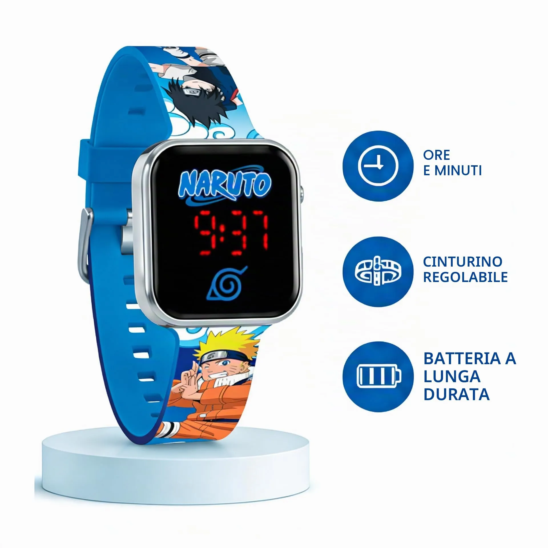 Kids Licensing Orologio Digitale a LED Naruto, Blu - immagine 2