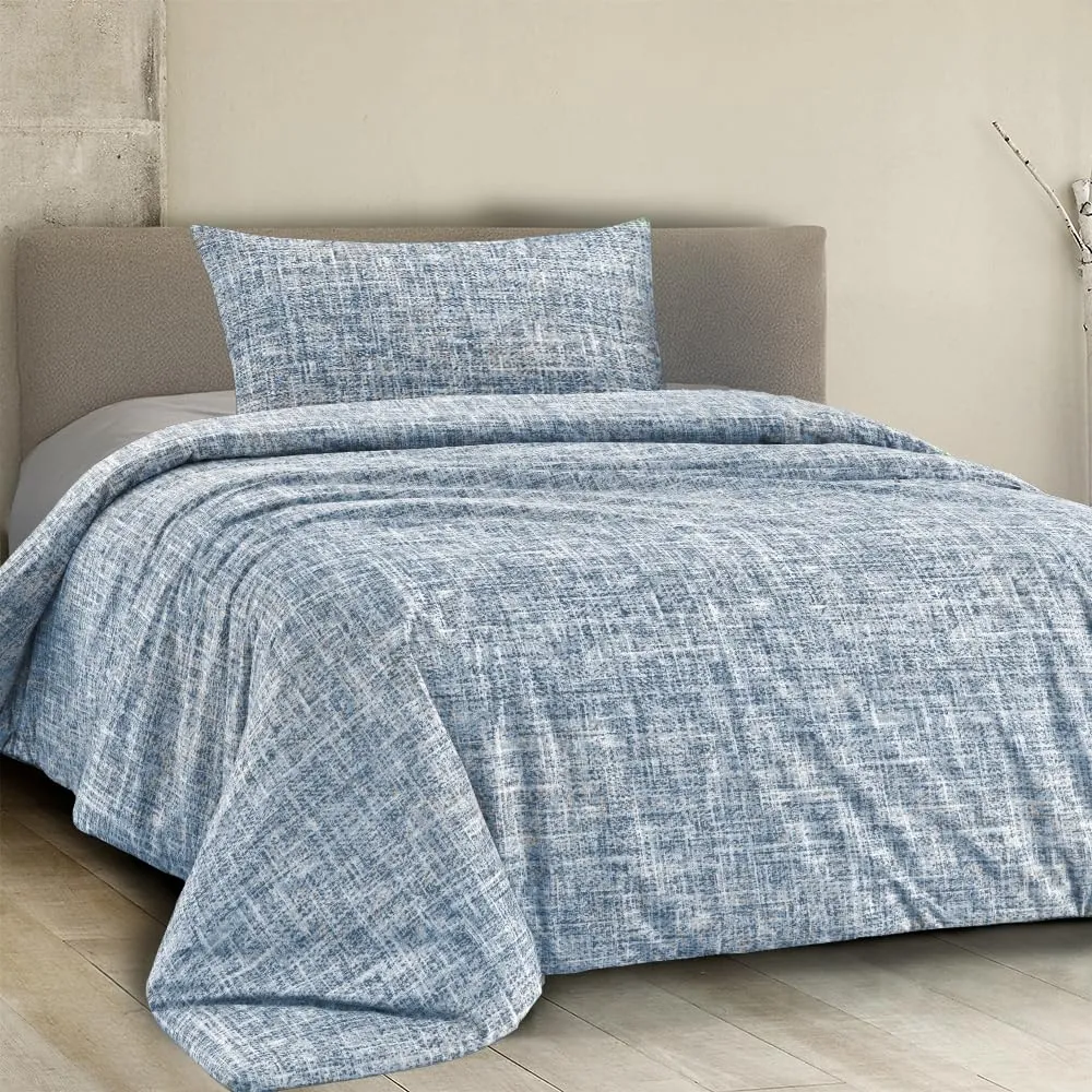 Dorian Home Copripiumino Singolo in Cotone 155x210 cm con Federa, Canva Blu - immagine 1