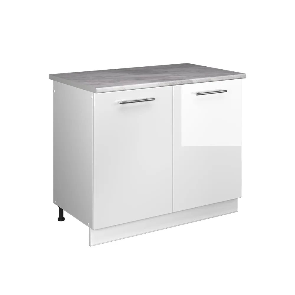 Vicco Mobile Lavello Cucina Fame-Line, Bianco Lucido/Bianco, 100 cm - immagine 1