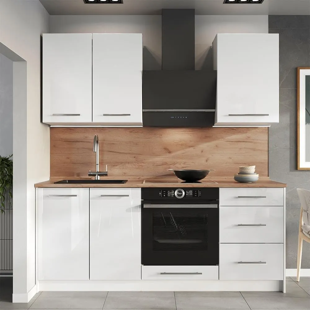Vicco Mobile Lavello Cucina Fame-Line, Bianco Lucido/Bianco, 100 cm - immagine 6