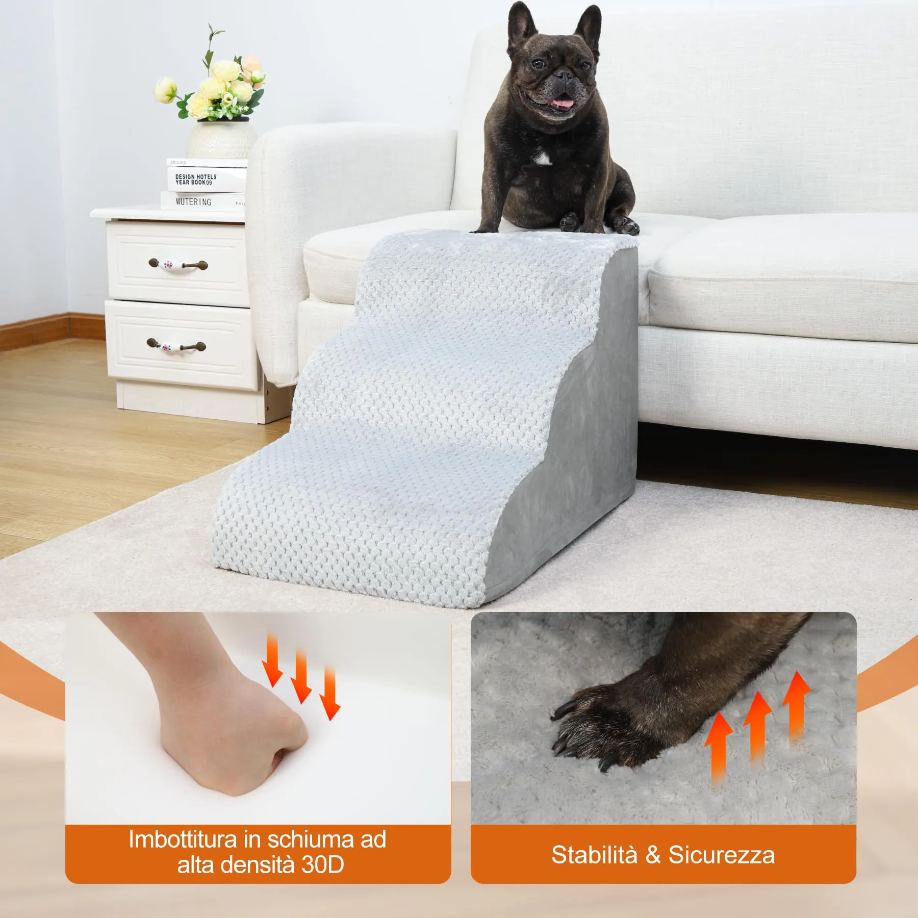 KSIIA Scaletta per Cani 3 Gradini 40 cm Antiscivolo per Divano e Letto - immagine 4