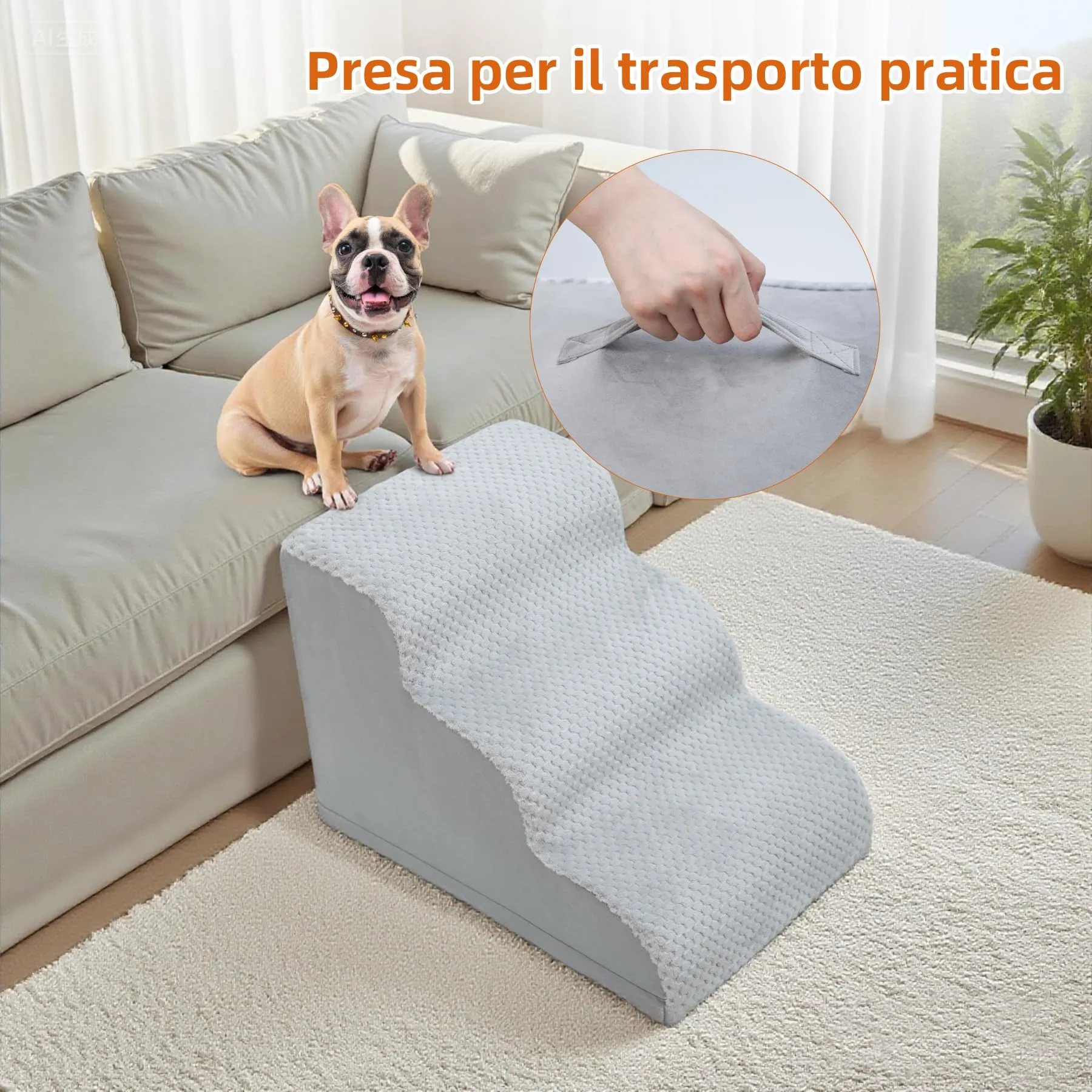KSIIA Scaletta per Cani 3 Gradini 40 cm Antiscivolo per Divano e Letto - immagine 7