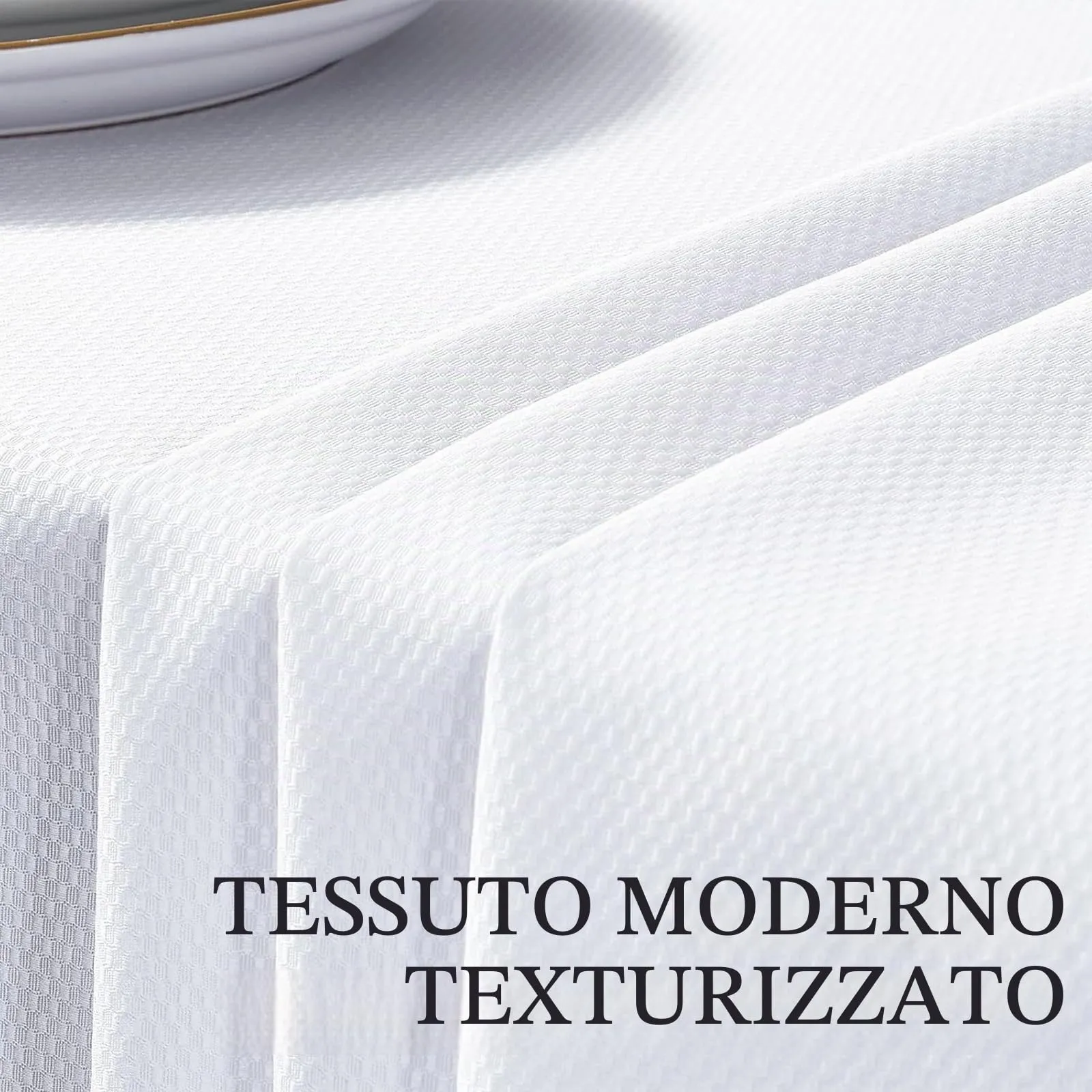 Softalker Tovaglia Rotonda Bianca 120 cm in Poliestere Jacquard, Antimacchia e Idrorepellente - immagine 3