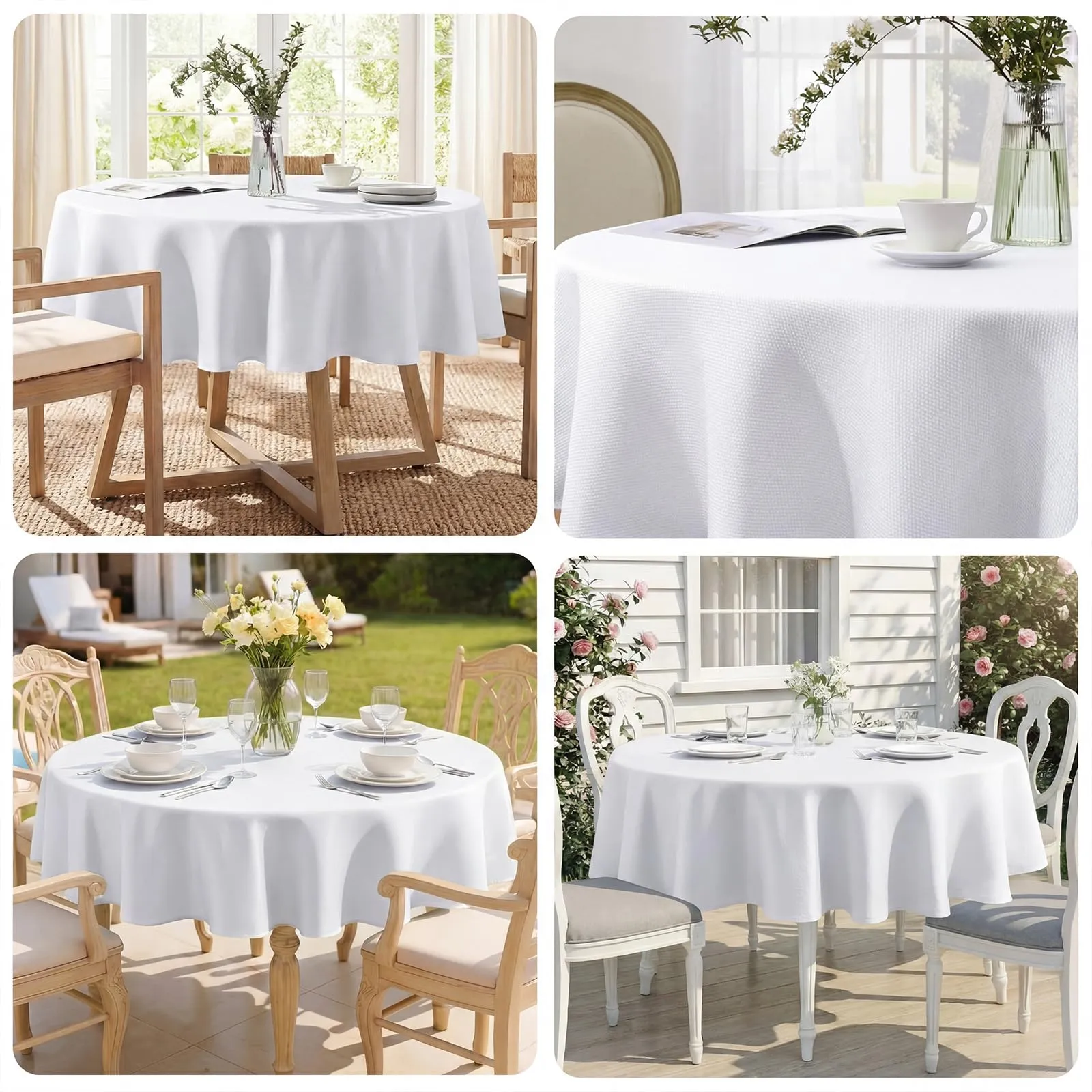 Softalker Tovaglia Rotonda Bianca 120 cm in Poliestere Jacquard, Antimacchia e Idrorepellente - immagine 8
