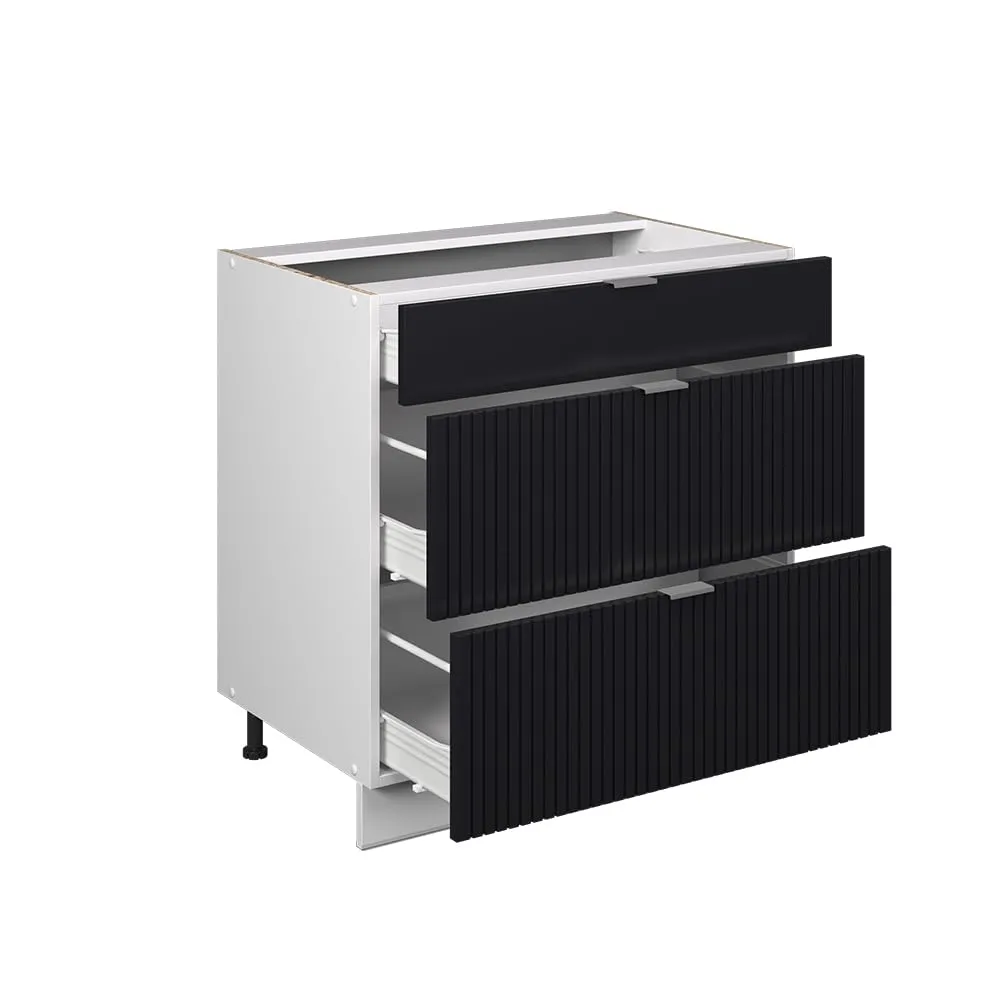 Vicco Fame-Line Mobiletto base per cucina, Nero rigato, 80 cm - immagine 6