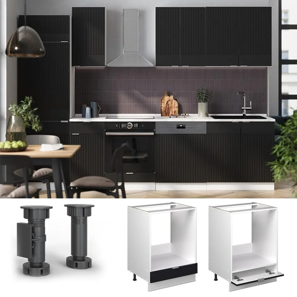 Vicco Mobile per forno da incasso Fame-Line, Nero rigato, 60 cm - immagine 5