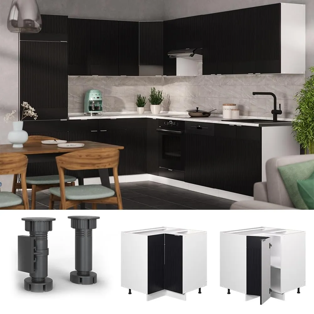 Vicco Mobile ad angolo cucina Fame-Line, Nero rigato, 80.5 cm - immagine 5