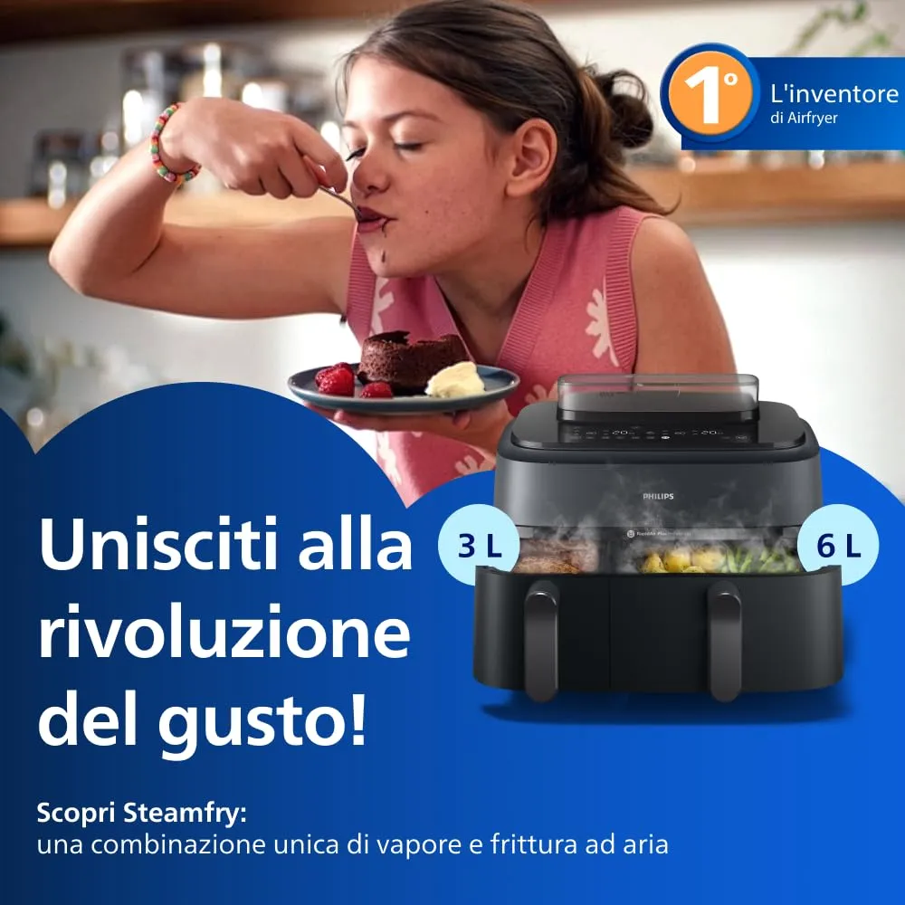 Philips Airfryer 5000 NA550/00 Doppio Cestello 9L con Vapore e RapidAir Plus - immagine 3