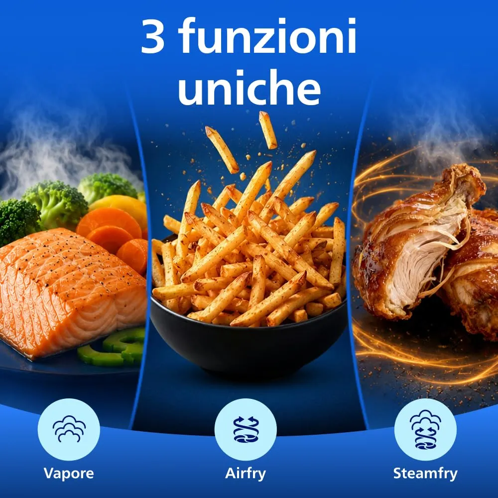 Philips Airfryer 5000 NA550/00 Doppio Cestello 9L con Vapore e RapidAir Plus - immagine 4