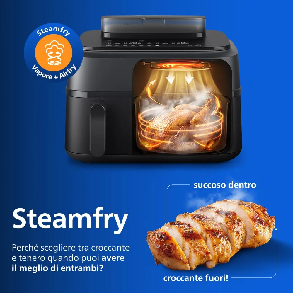 Philips Airfryer 5000 NA550/00 Doppio Cestello 9L con Vapore e RapidAir Plus - immagine 5