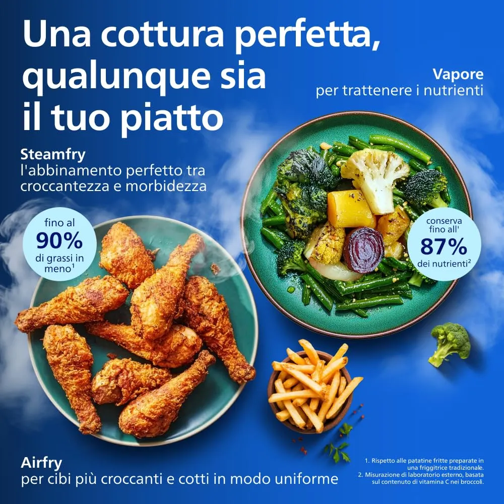 Philips Airfryer 5000 NA550/00 Doppio Cestello 9L con Vapore e RapidAir Plus - immagine 7