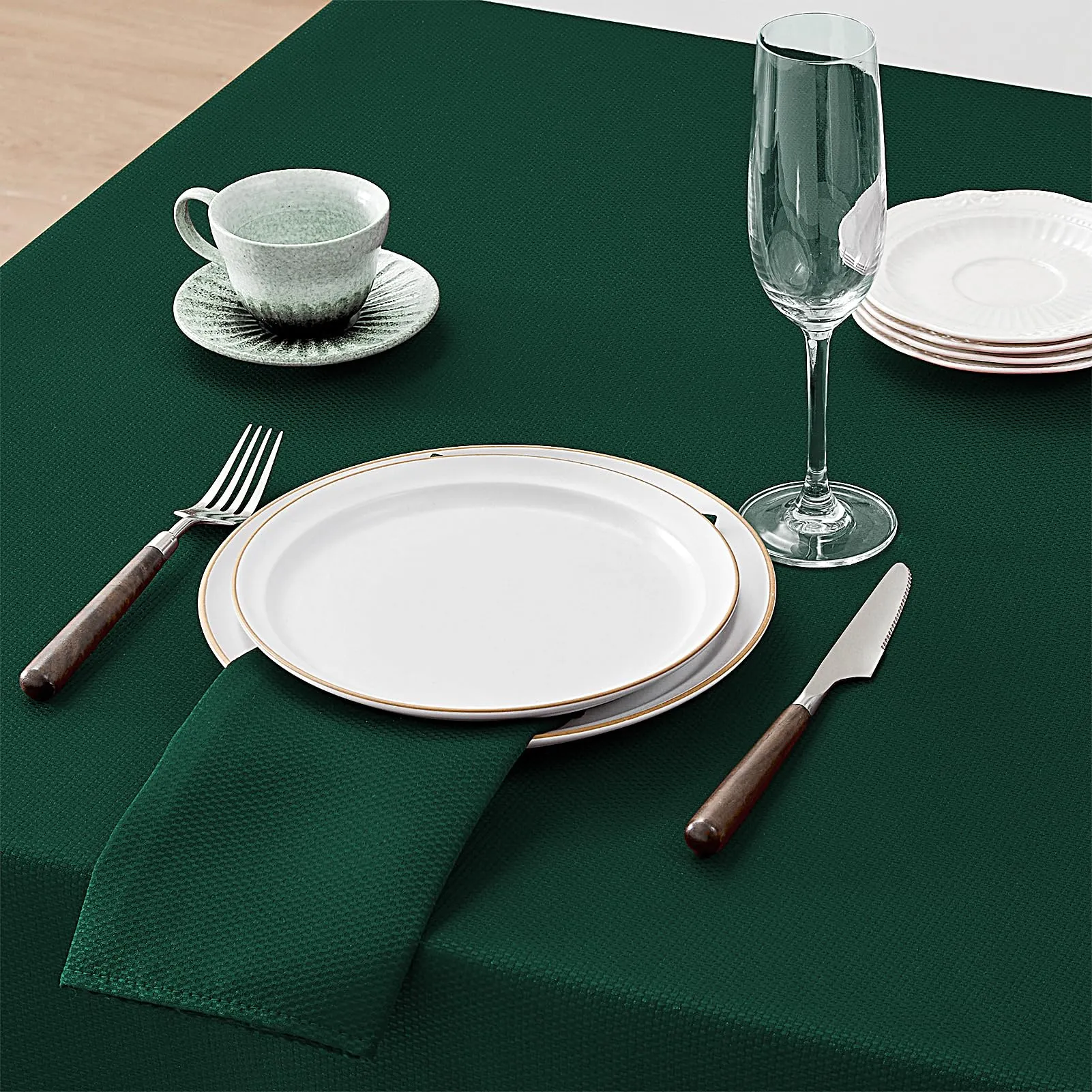Softalker Tovaglia Quadrata Verde Scuro, 100x100 cm, Poliestere 210GSM, Idrorepellente e Antimacchia - immagine 5