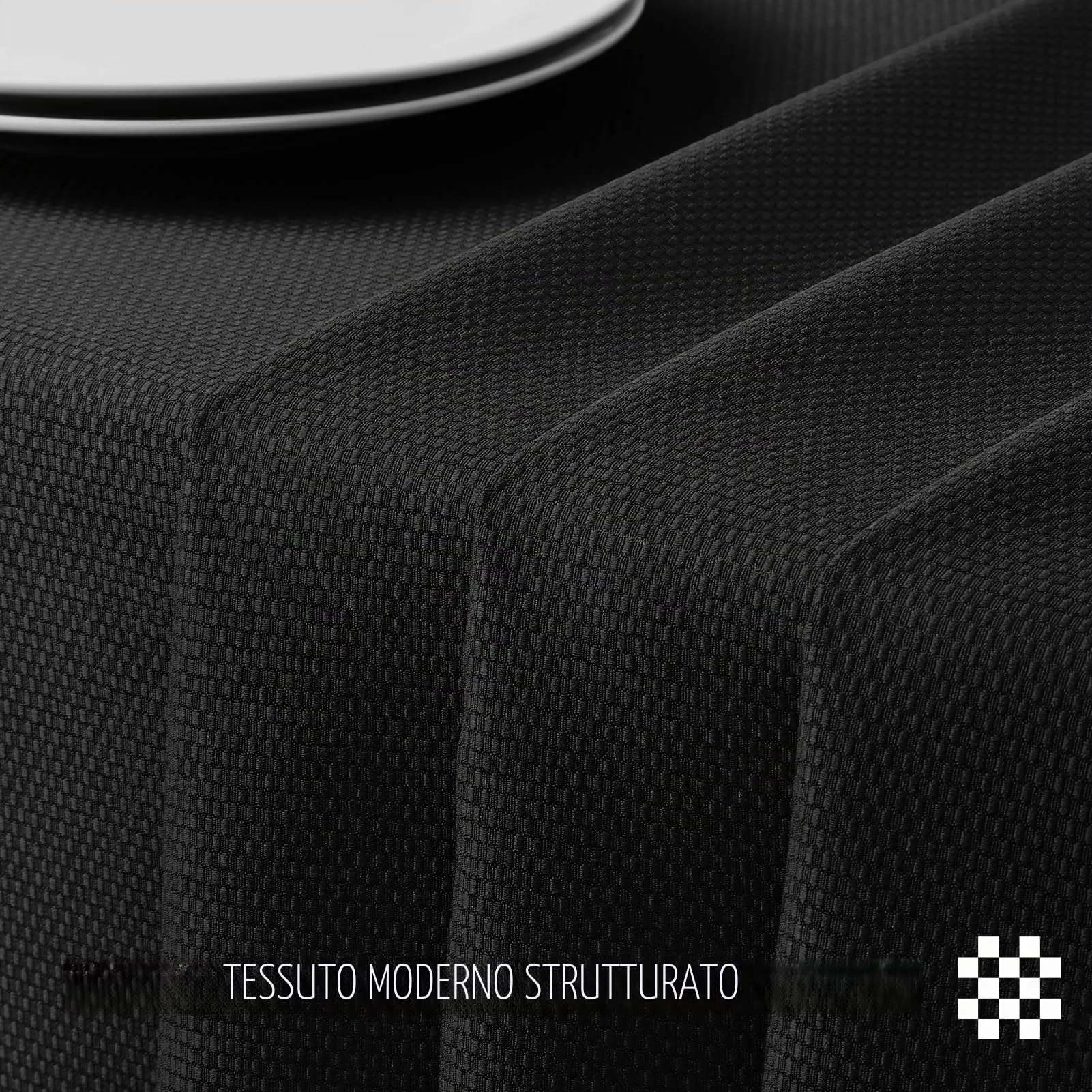 Softalker Tovaglia Nera Jacquard Poliestere 210GSM Idrorepellente Antimacchia 100x100 cm - immagine 2