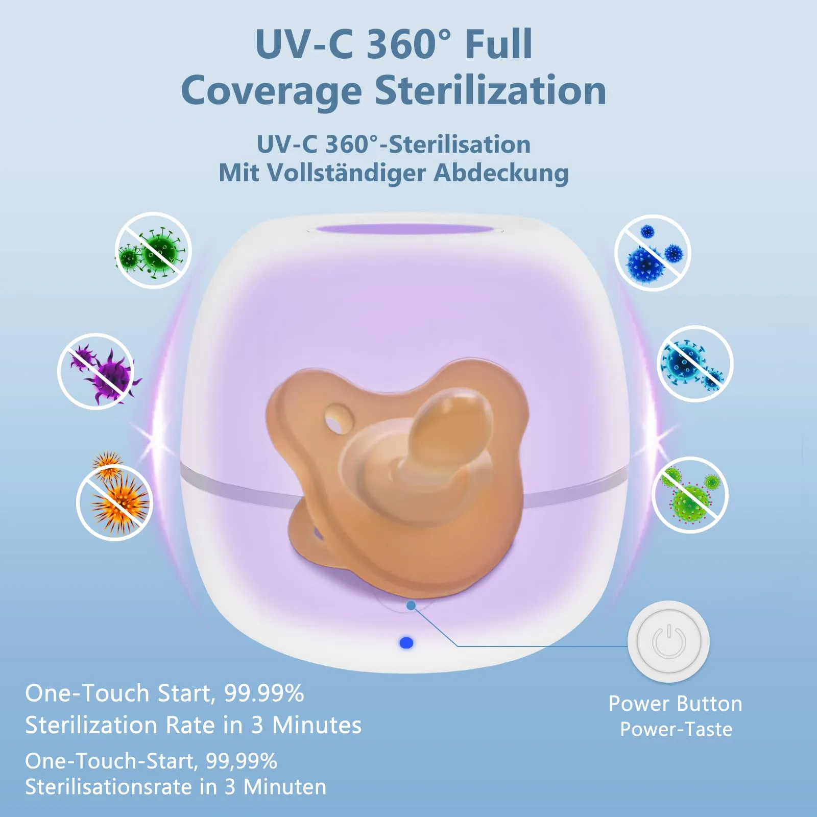 MOMMED Sterilizzatore Portatile UV per Ciucci, Ricaricabile Tipo-C - immagine 3