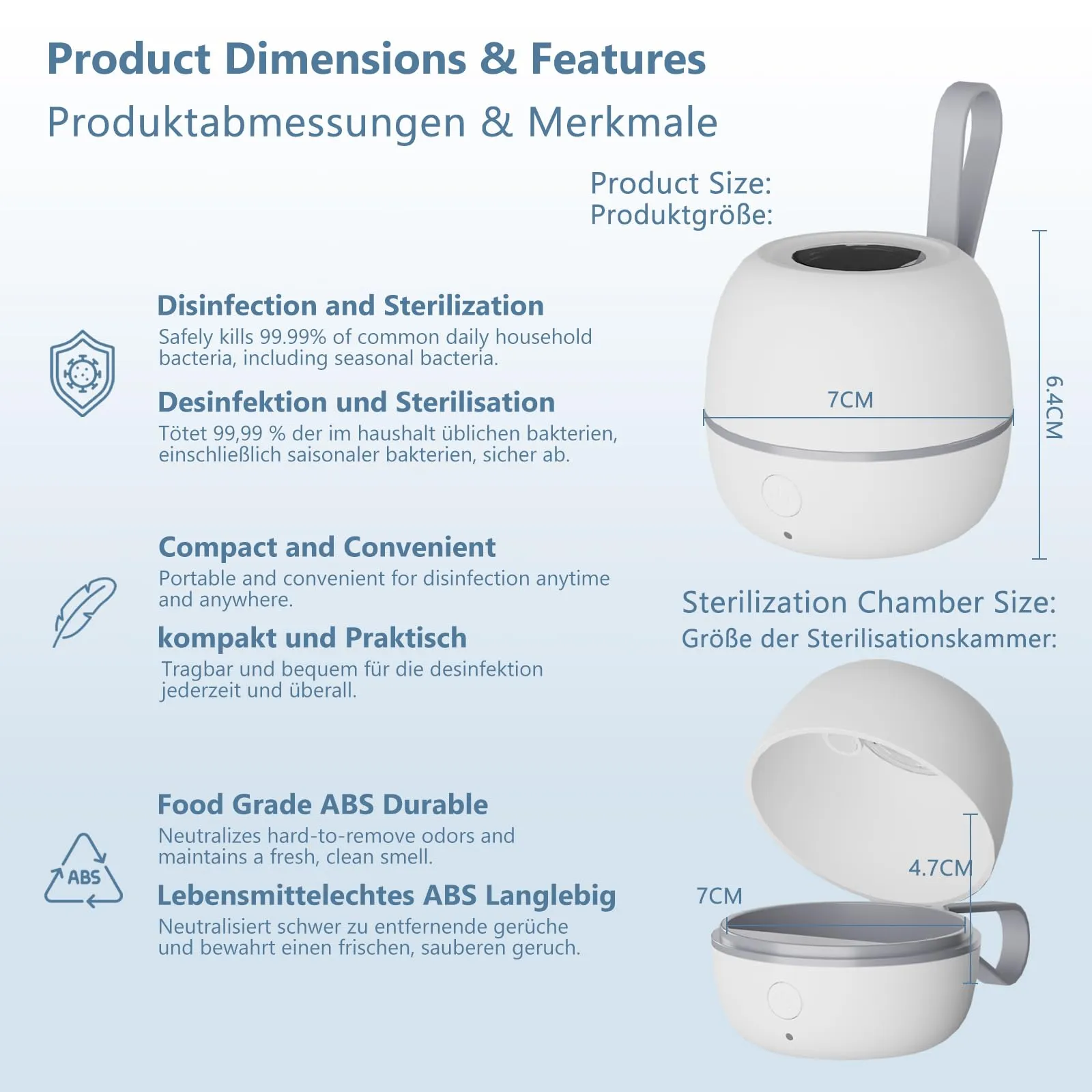 MOMMED Sterilizzatore Portatile UV per Ciucci, Ricaricabile Tipo-C - immagine 6