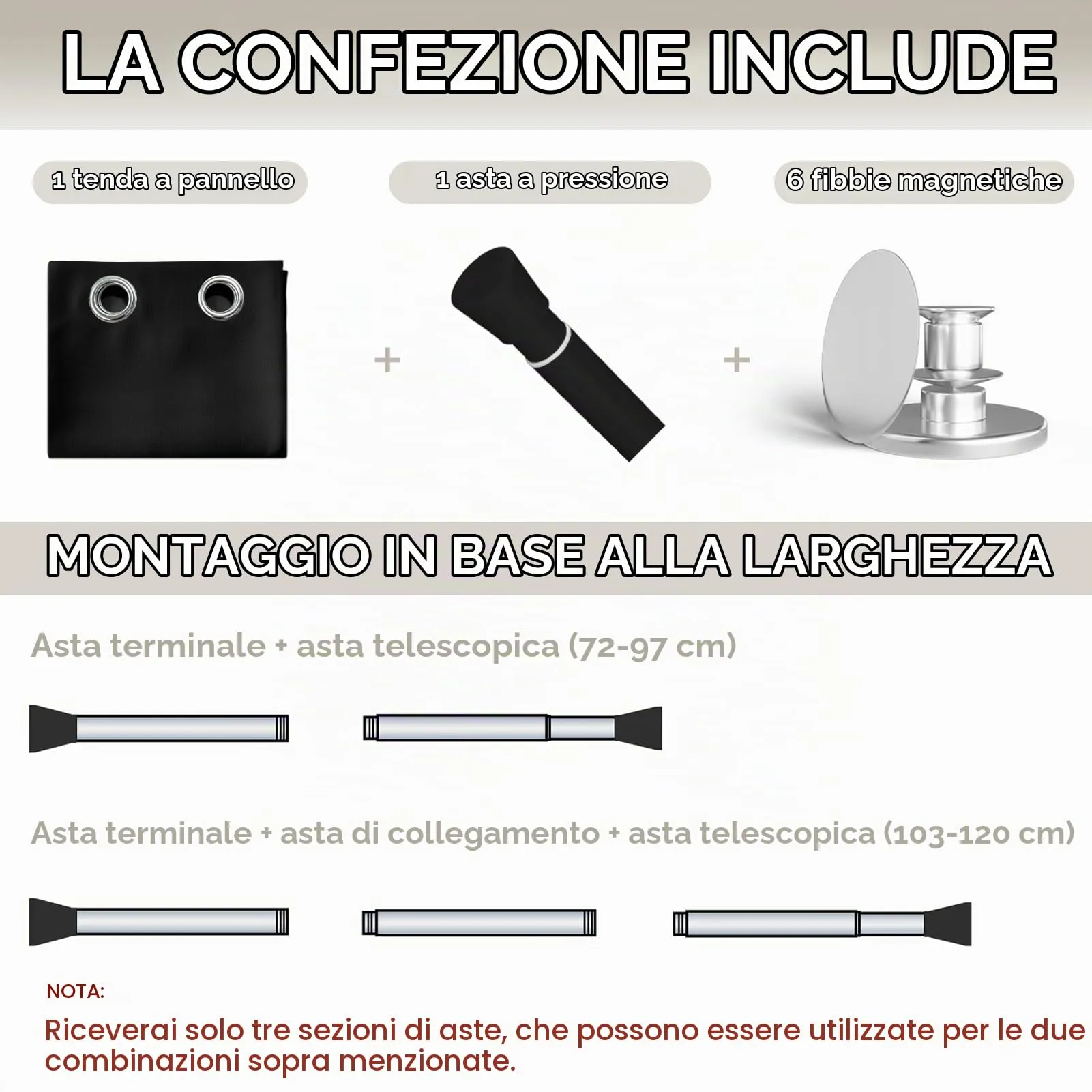 JCyh Tenda Oscurante Termica per Porta con Asta Telescopica, Nero, 132x195 cm - immagine 2