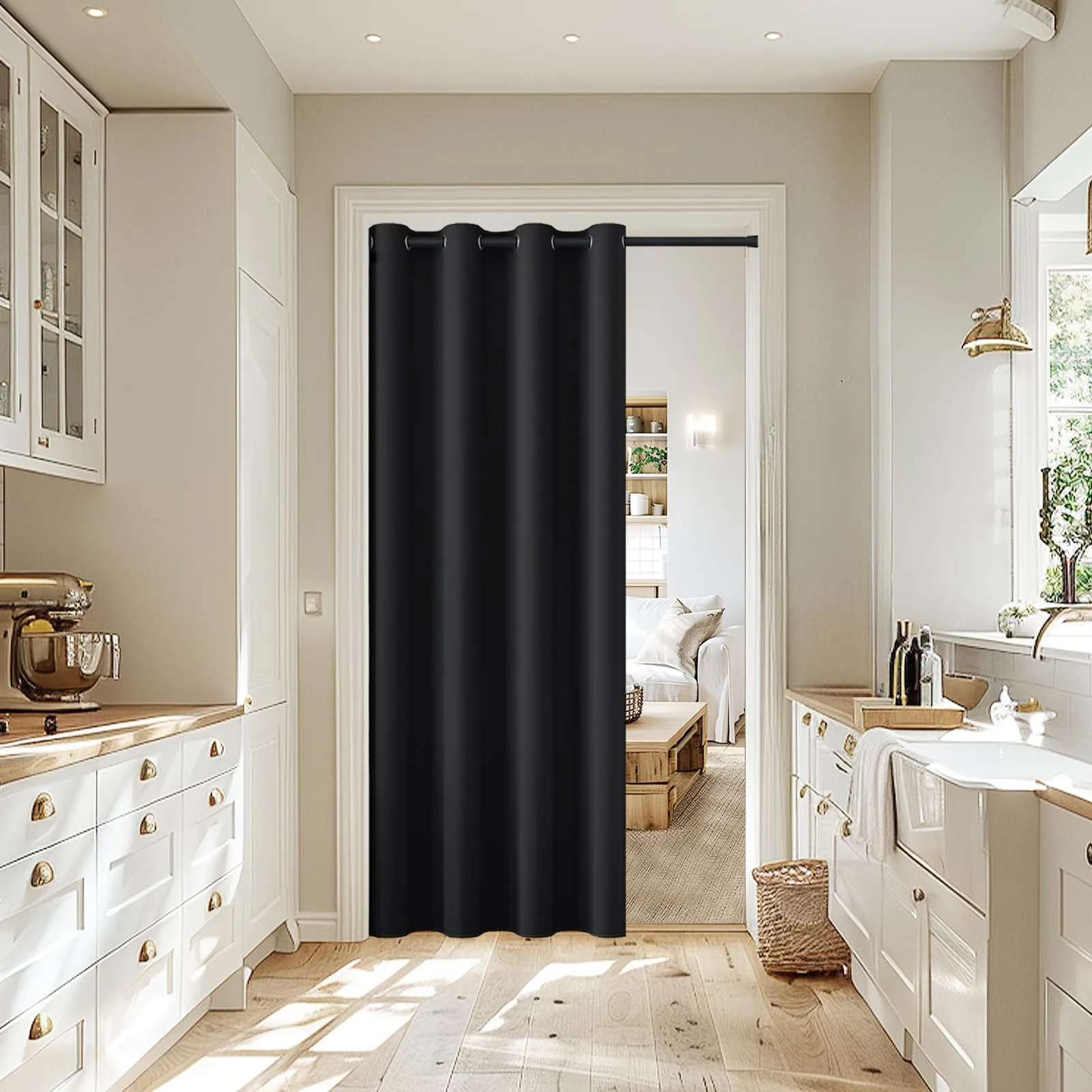 JCyh Tenda Oscurante Termica per Porta con Asta Telescopica, Nero, 132x195 cm - immagine 7