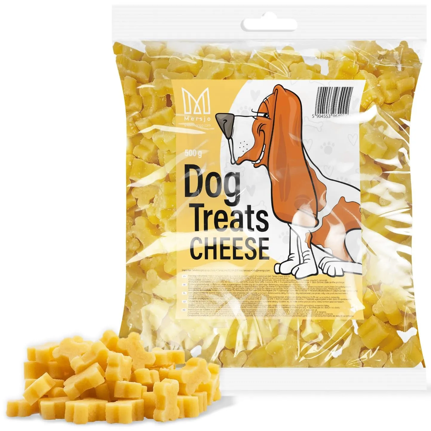 MERSJO Snack per Cani con Carne Essiccata e Formaggio, 500g - immagine 1