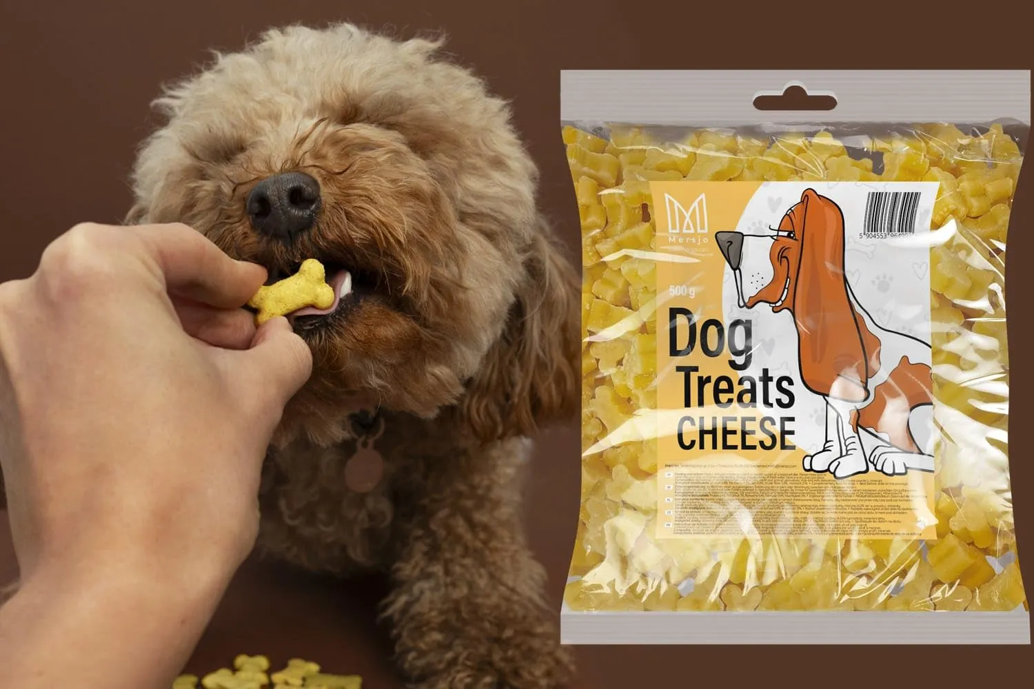 MERSJO Snack per Cani con Carne Essiccata e Formaggio, 500g - immagine 3