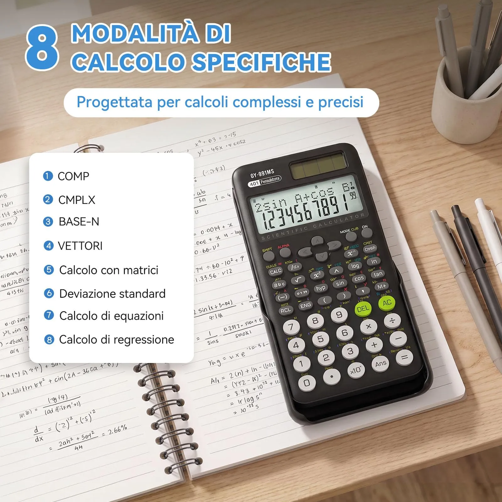 NEWYES 991MS Calcolatrice Scientifica con 401 Funzioni e Display a Due Righe, Nero - immagine 4