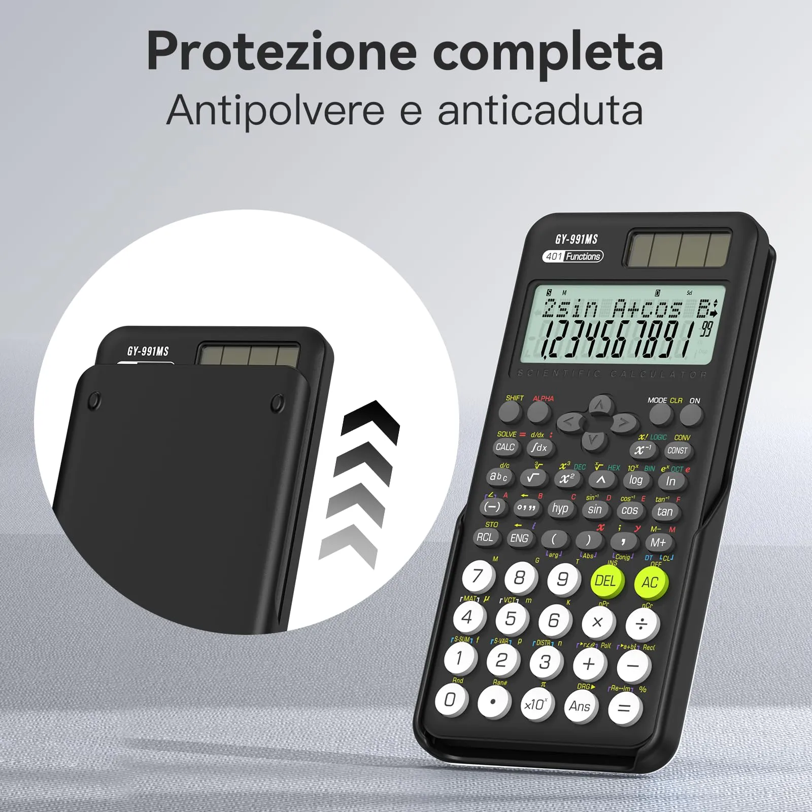ROATEE 991MS Calcolatrice Scientifica 401 Funzioni con Display a 2 Righe e Doppia Alimentazione - immagine 3