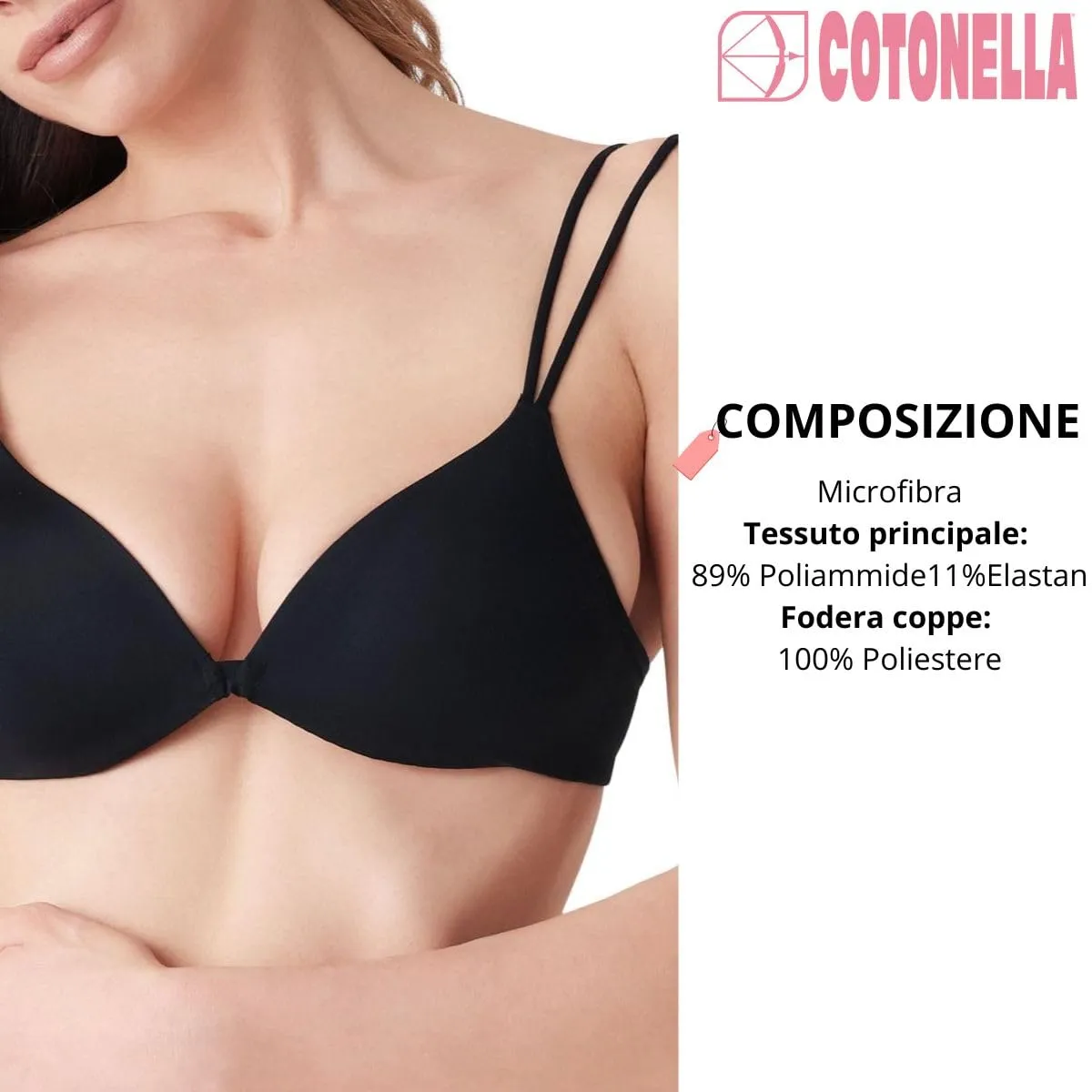 Cotonella Reggiseno a Triangolo Chiara in Microfibra con Coppe Imbottite Senza Ferretto Art.CD017 - 2 Pezzi Bianco tg 1 - immagine 4