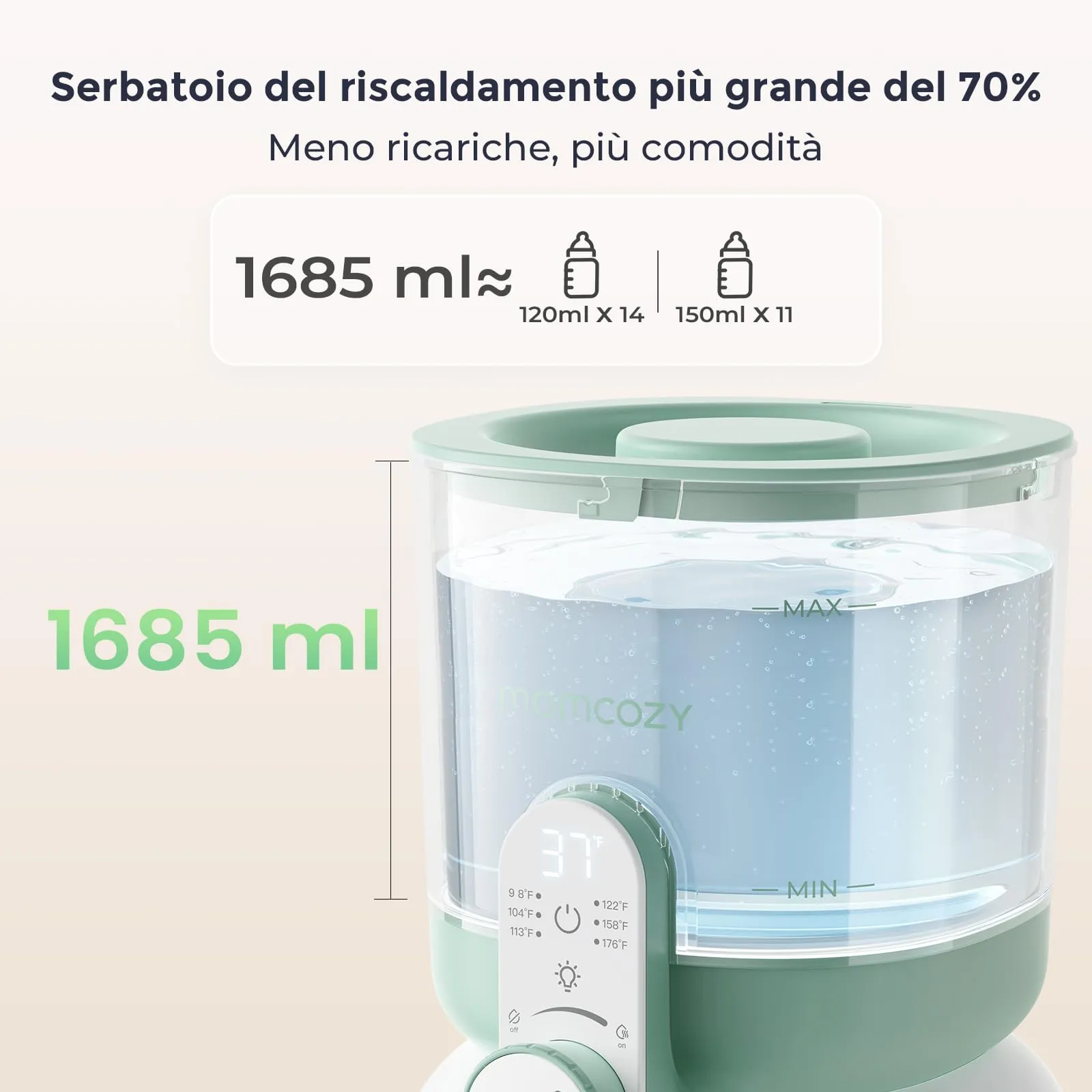 Momcozy Scaldacqua Istantaneo Biberon 1685 ml con Doppia Luce Notturna - immagine 3