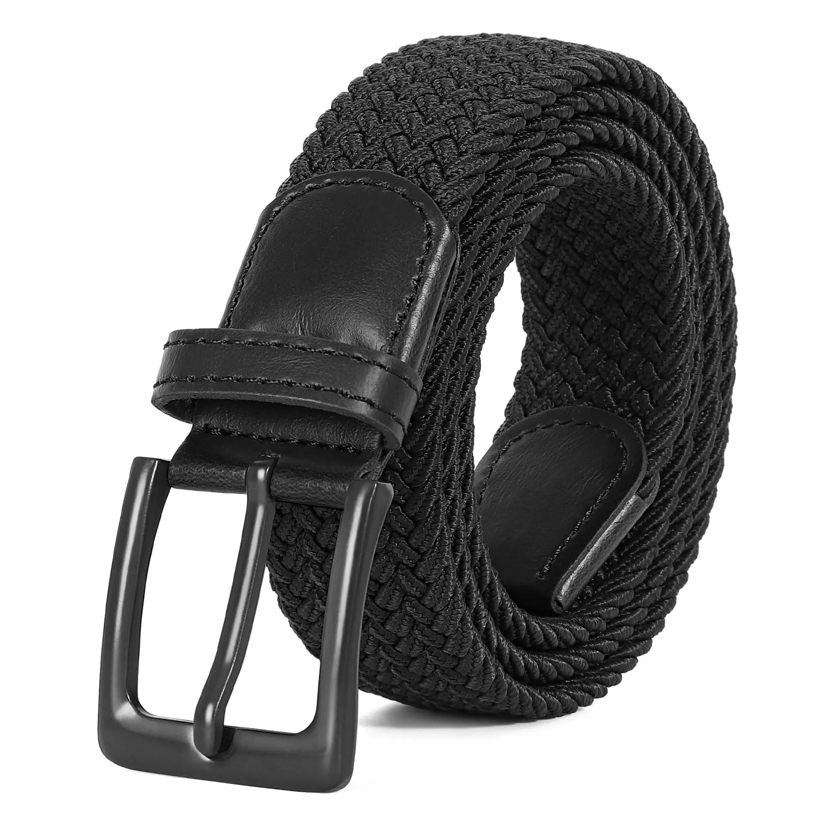 VONMELLI Cintura Elastica Intrecciata Uomo Regolabile Nero, XL - immagine 1