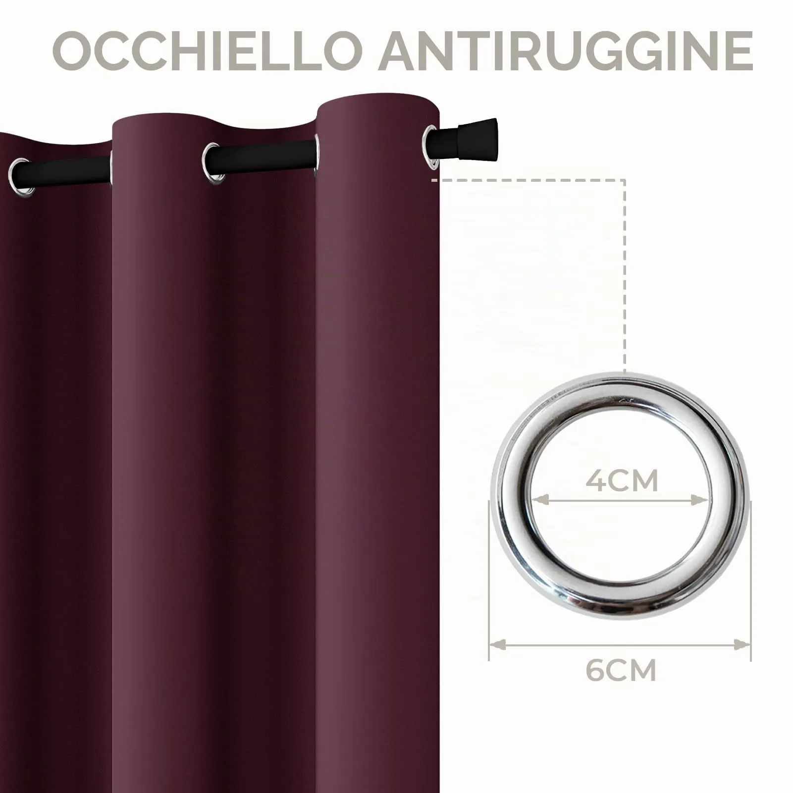 JCyh Tenda per Porta con Bastone e Chiusura Magnetica, Termica e Oscurante, 132x210cm, Rosso Borgogna - immagine 7