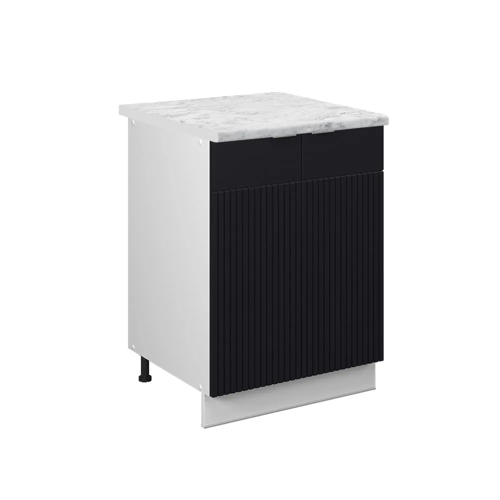 Vicco Mobile base cucina Fame-Line, Nero rigato, 60 cm - immagine 1
