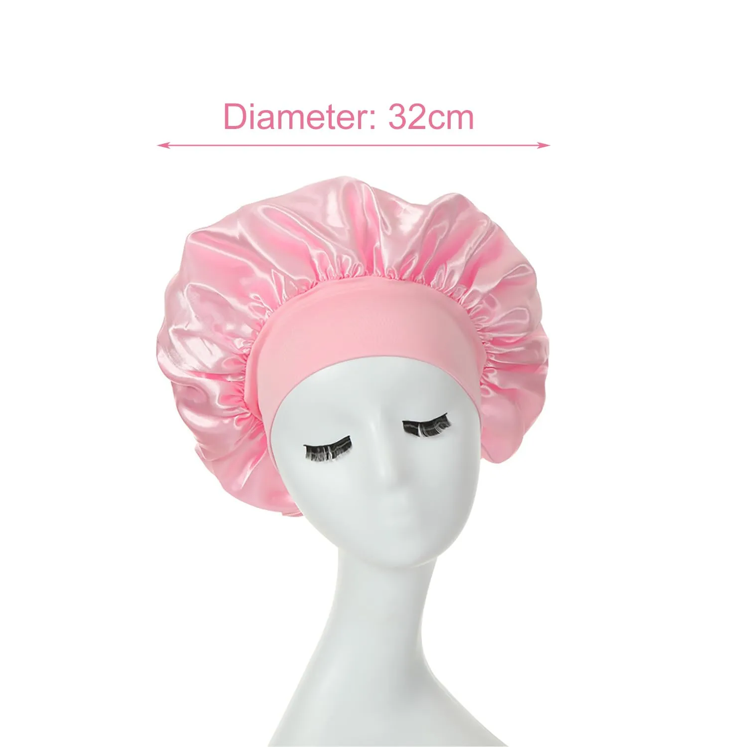 iLamvie Cuffia in Seta per Capelli Ricci, Berretto da Notte in Raso Elastico (Rosa) - immagine 7
