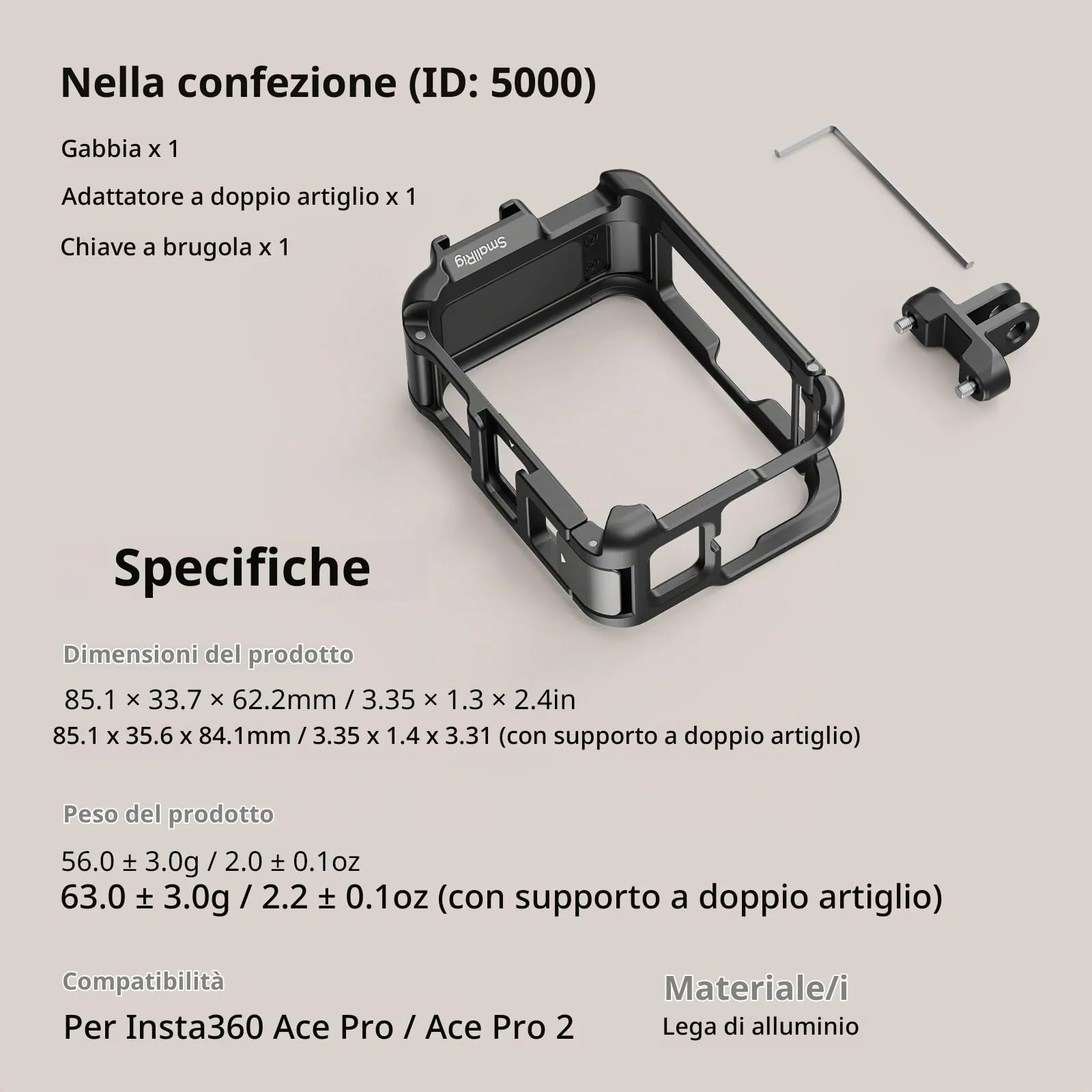 SmallRig Telaio per Insta360 Ace Pro 2/Ace Pro - 5000 - immagine 9