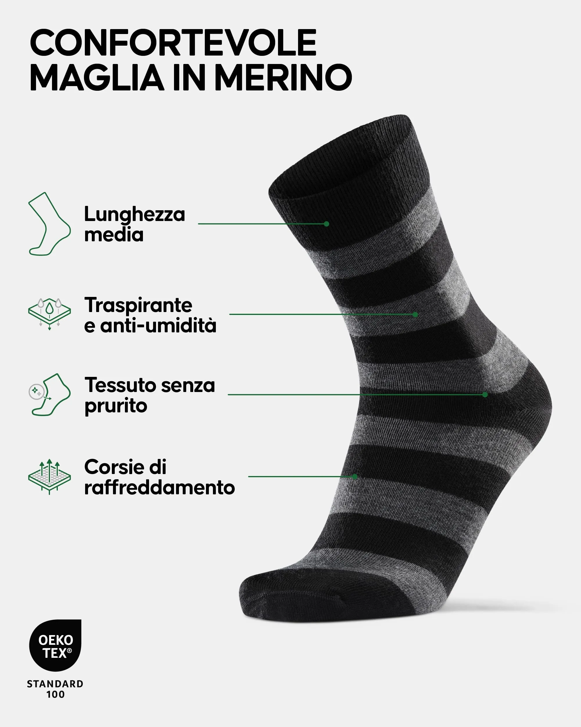 Danish Endurance Calzini in Lana Merino, Multicolore, 43-47 - immagine 2