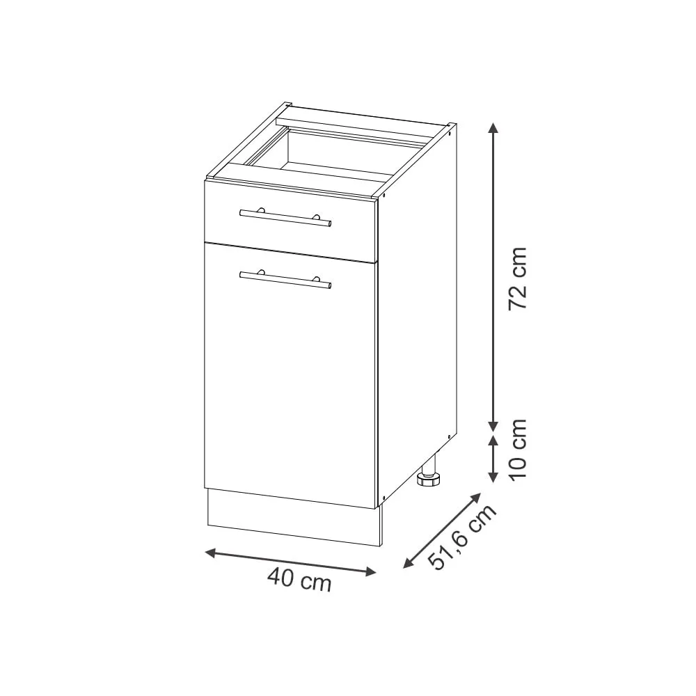 Vicco Mobiletto base per cucina Fame-Line, Pannello in quercia, 40 cm - immagine 2