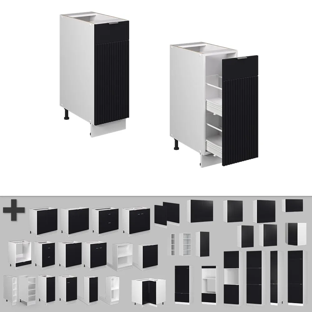 Vicco Fame-Line Colonna Dispensa Cucina, Nero Rigato, 30 cm - immagine 6