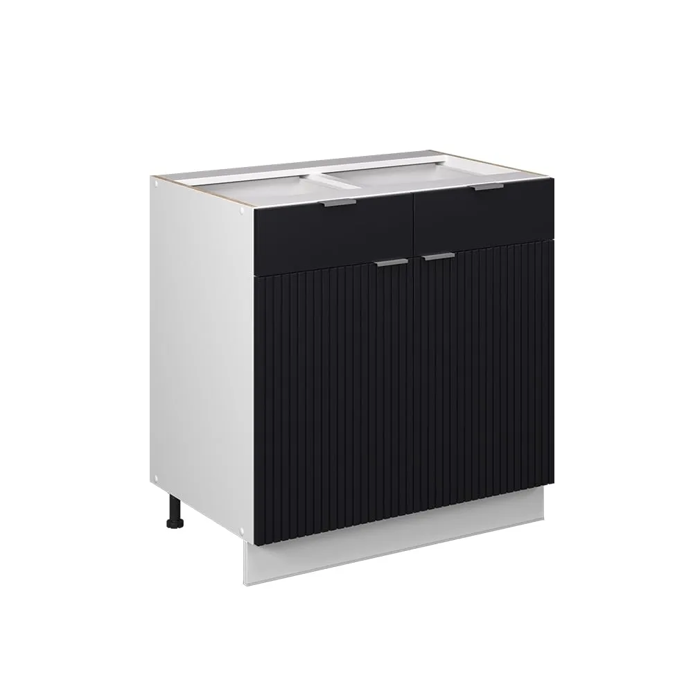 Vicco Fame-Line Mobiletto Base per Cucina, Nero Rigato, 80 cm - immagine 1