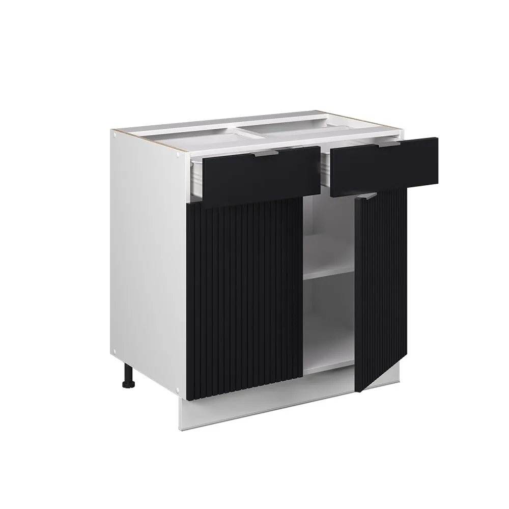 Vicco Fame-Line Mobiletto Base per Cucina, Nero Rigato, 80 cm - immagine 5