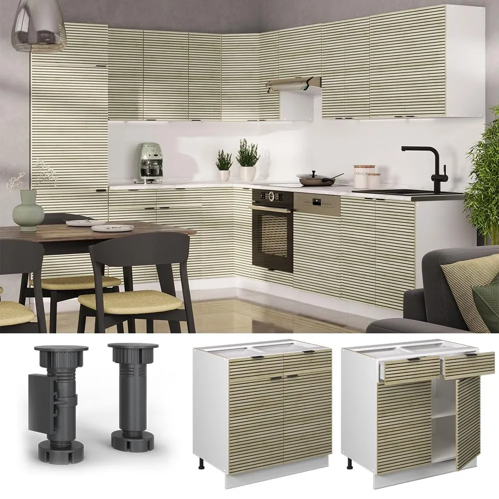 Vicco Mobiletto Base per Cucina Fame-Line, Pannello in Quercia, 80 cm - immagine 4