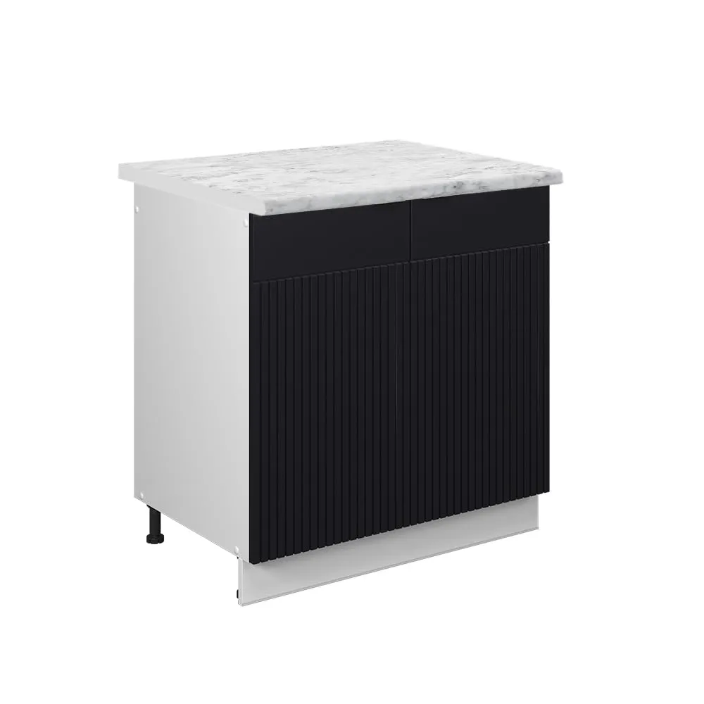 Vicco Mobile Lavello Cucina Fame-Line, Nero Rigato, 80 cm - immagine 1