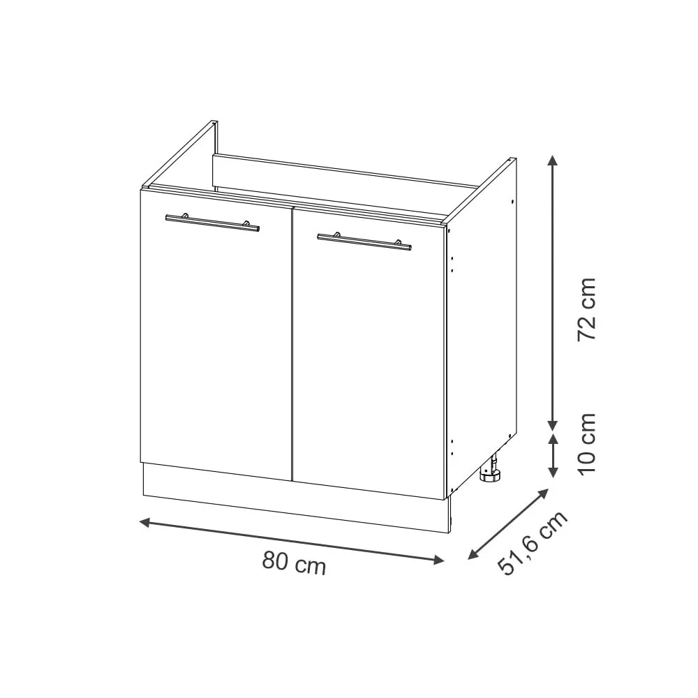 Vicco Mobile Lavello Cucina Fame-Line, Nero Rigato, 80 cm - immagine 3