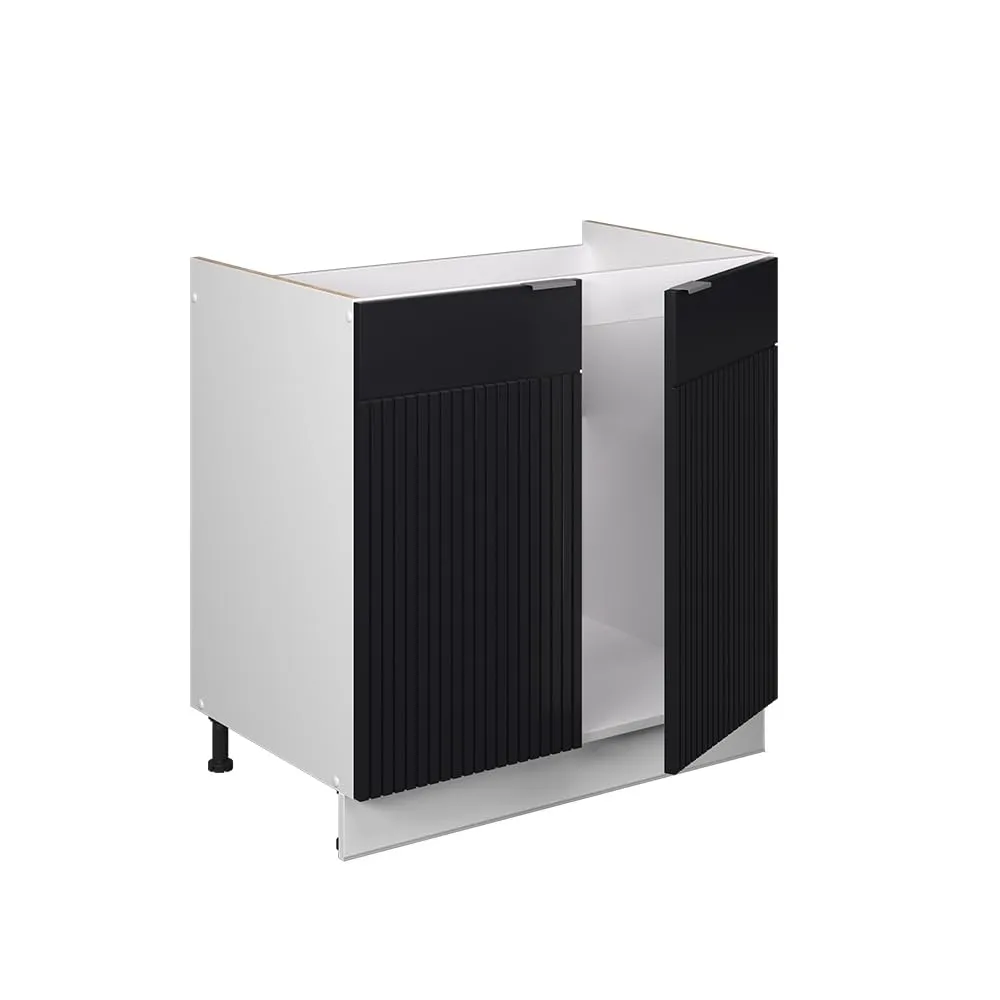 Vicco Mobile Lavello Cucina Fame-Line, Nero Rigato, 80 cm - immagine 6