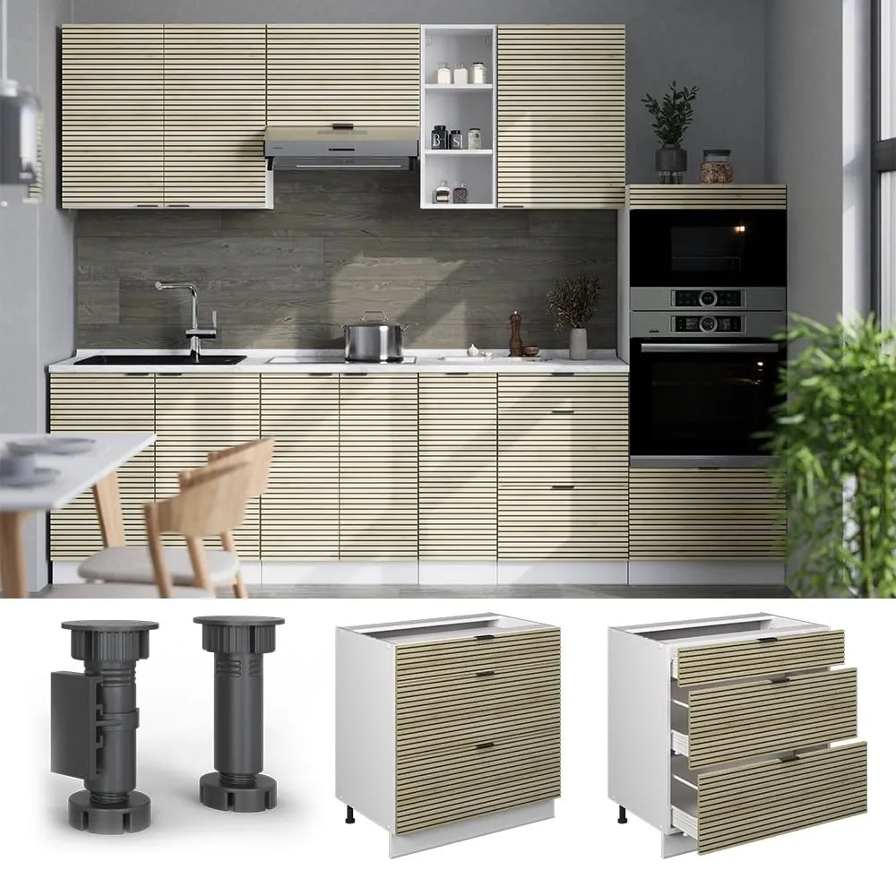 Vicco Mobiletto Base per Cucina Fame-Line, Pannello in Quercia, 80 cm - immagine 5