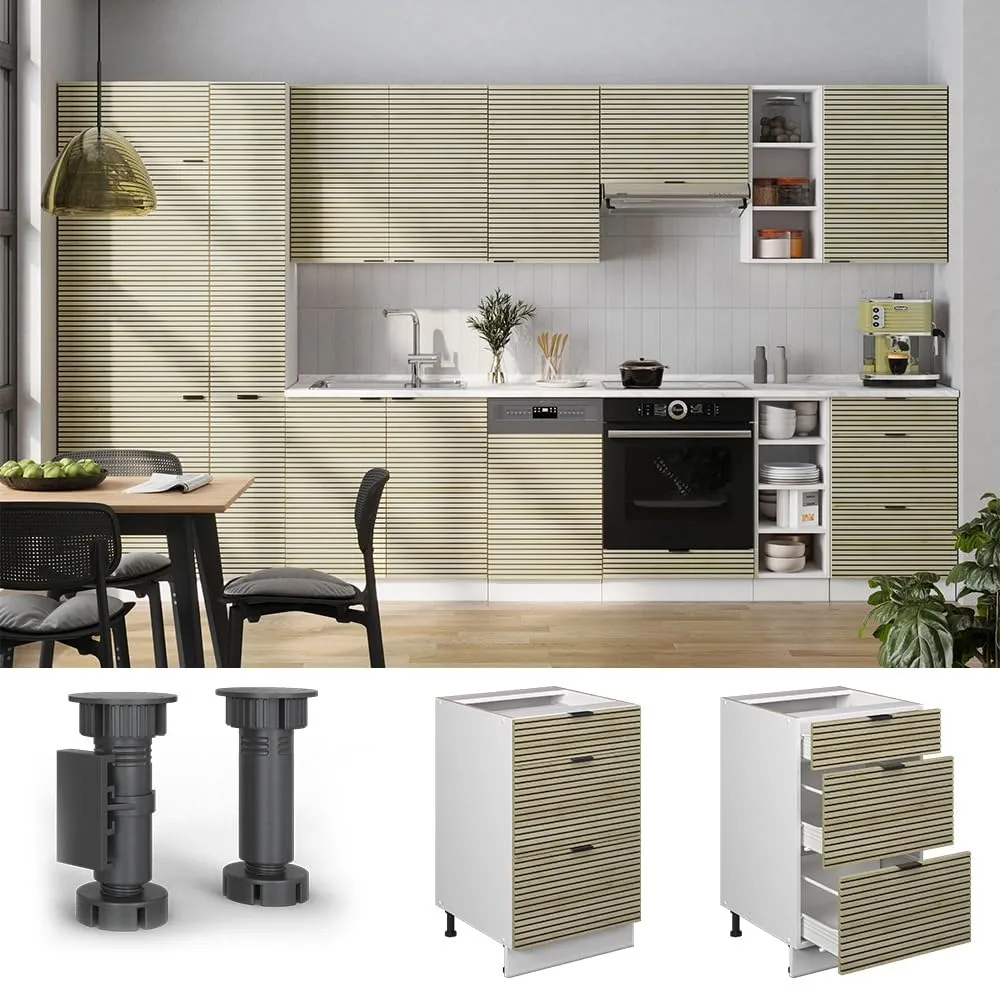 Vicco Mobiletto base per cucina Fame-Line, Pannello in quercia, 50 cm - immagine 4