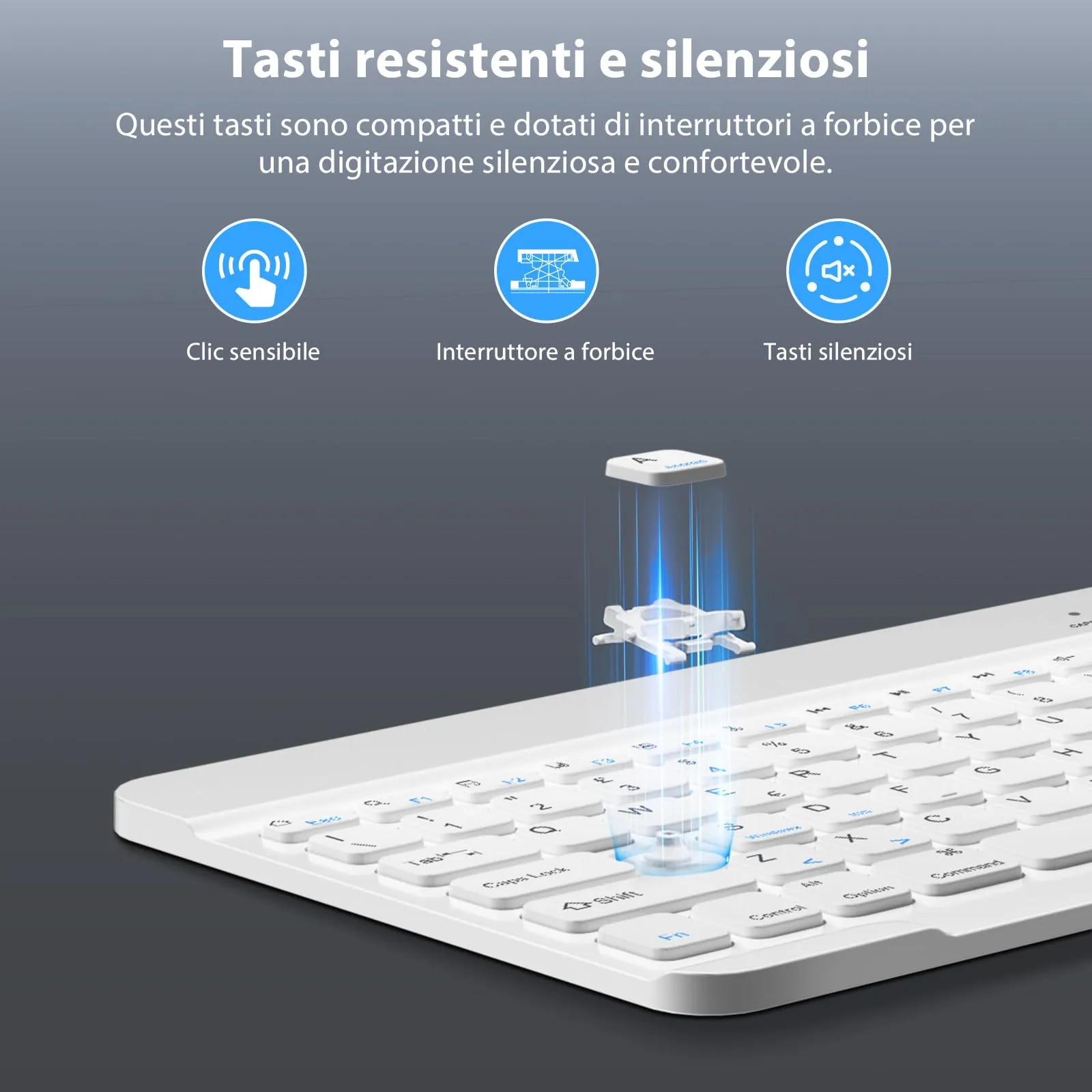 HZD Tastiera Wireless Bluetooth Universale Ultra Sottile Ricaricabile - immagine 3