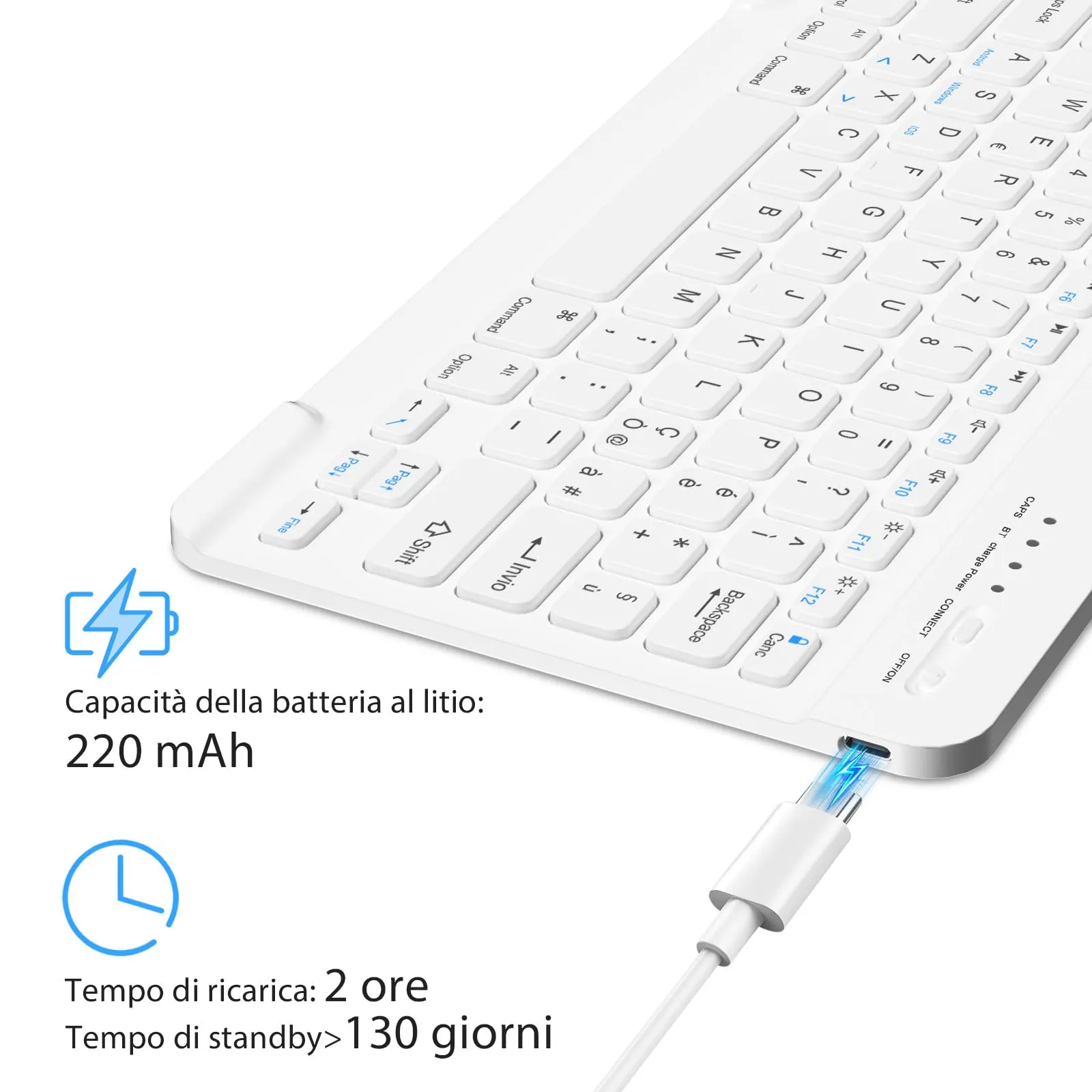 HZD Tastiera Wireless Bluetooth Universale Ultra Sottile Ricaricabile - immagine 4