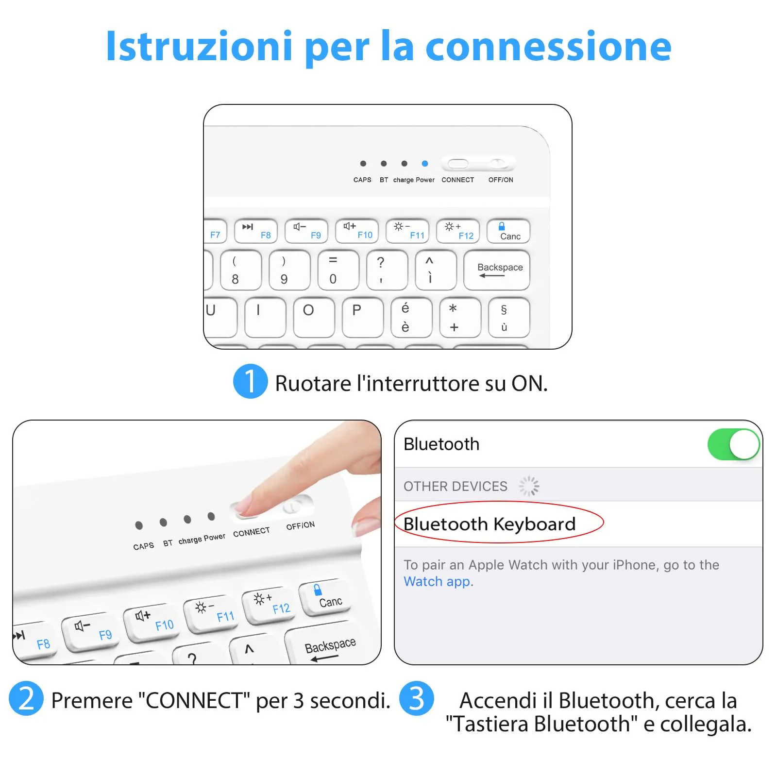 HZD Tastiera Wireless Bluetooth Universale Ultra Sottile Ricaricabile - immagine 5