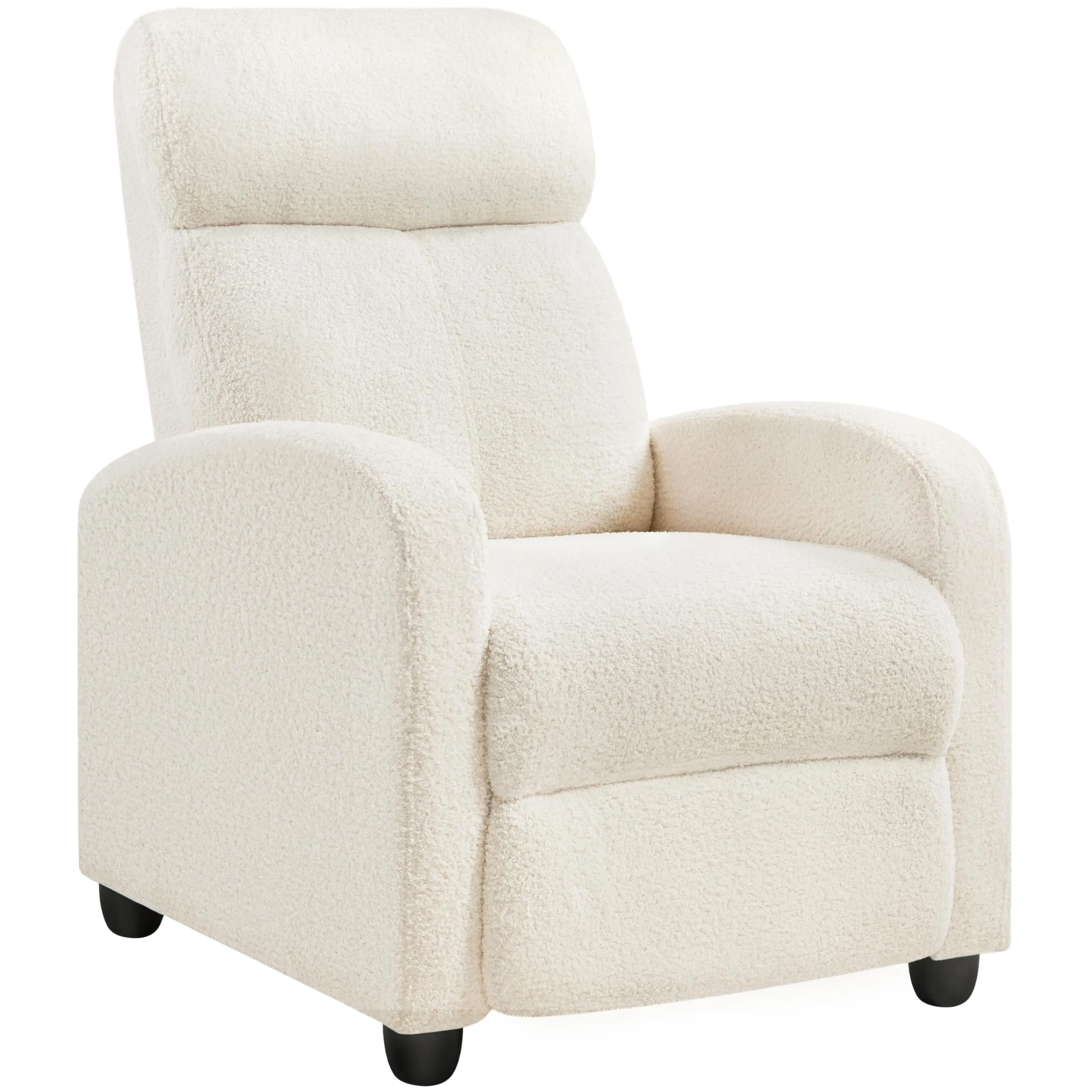 Yaheetech Poltrona Relax Reclinabile con Poggiapiedi, Tessuto Bouclé, Avorio - immagine 1