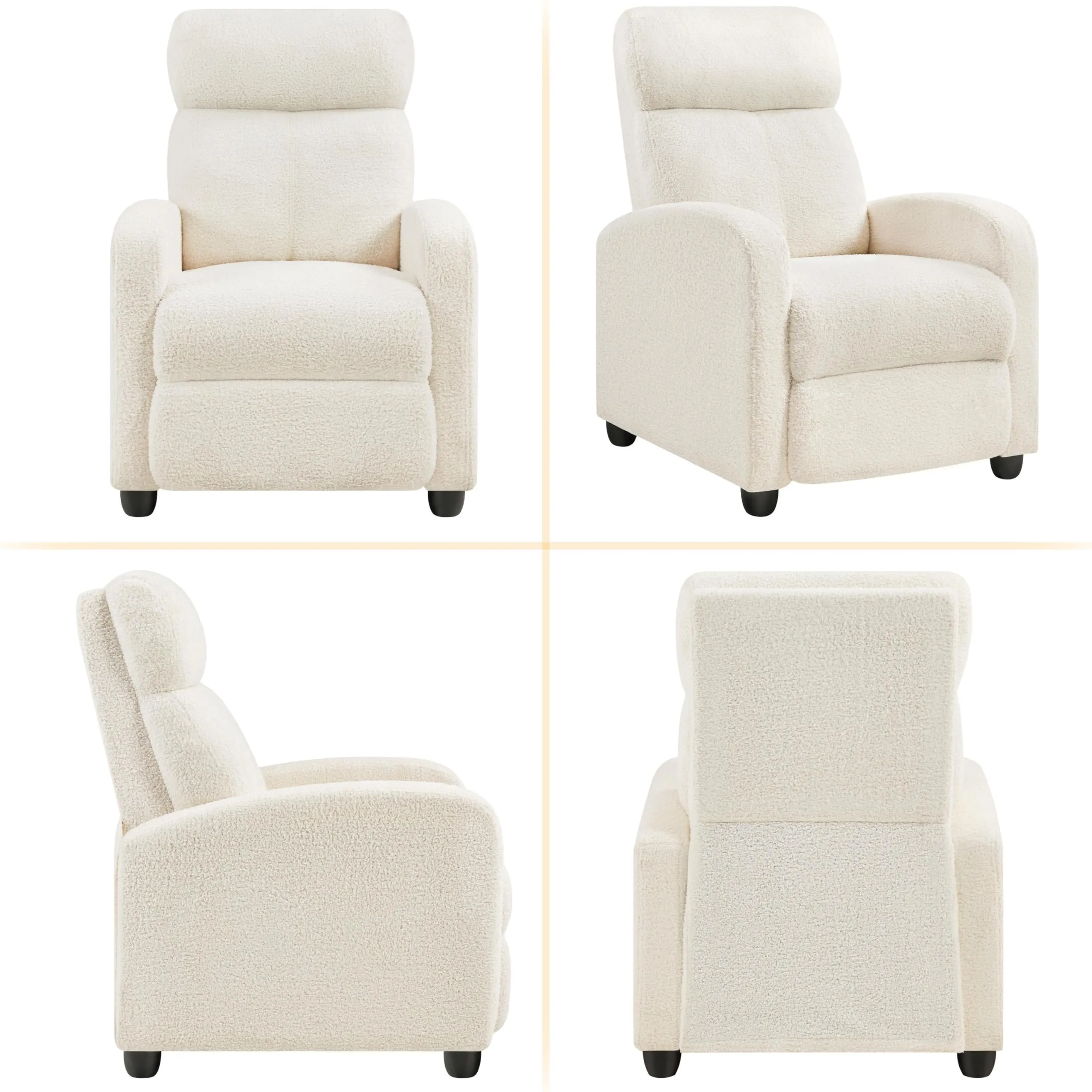 Yaheetech Poltrona Relax Reclinabile con Poggiapiedi, Tessuto Bouclé, Avorio - immagine 7